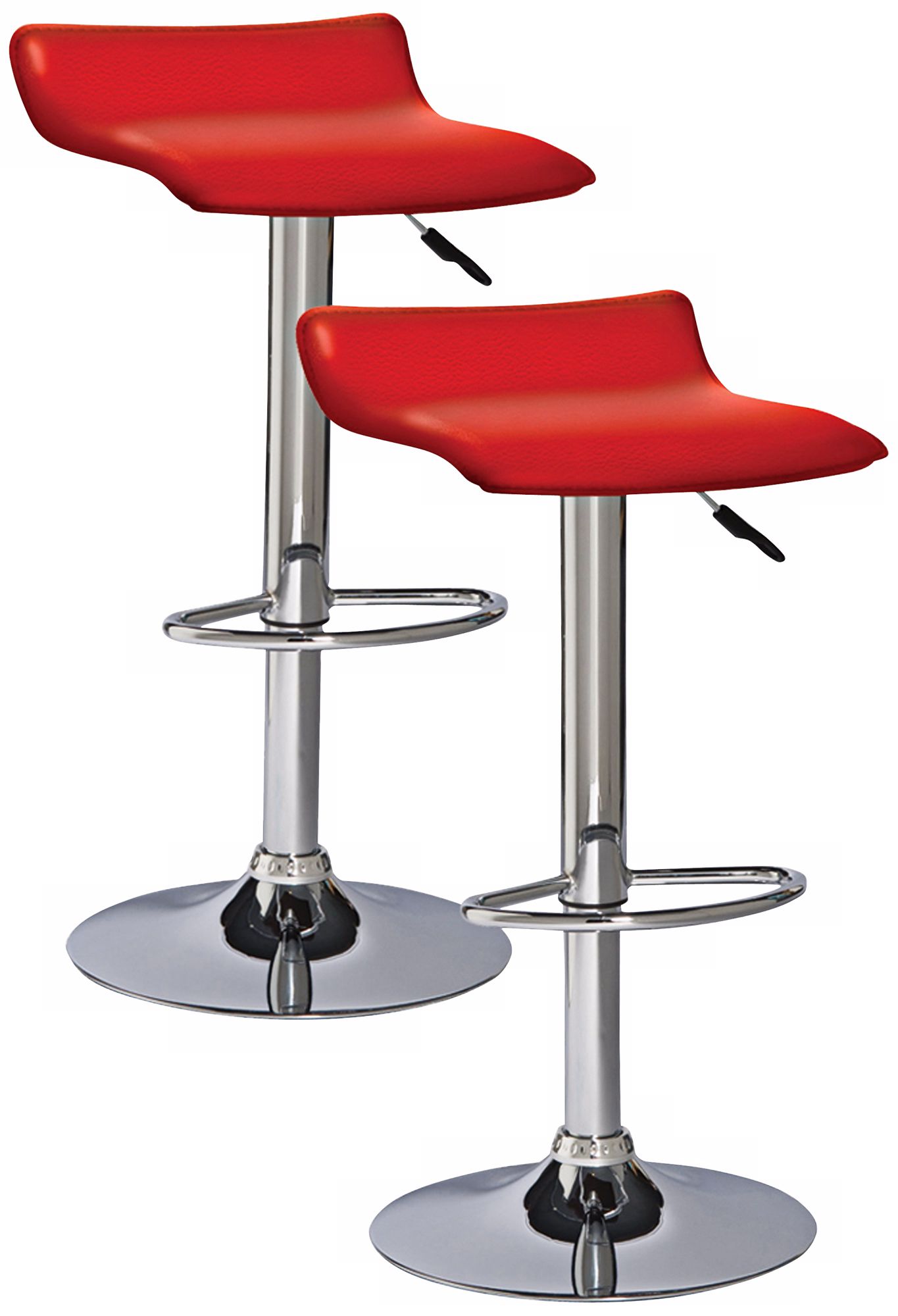 Leick Furniture Set of 2 Red/Chrome Adjustable Bar Stools