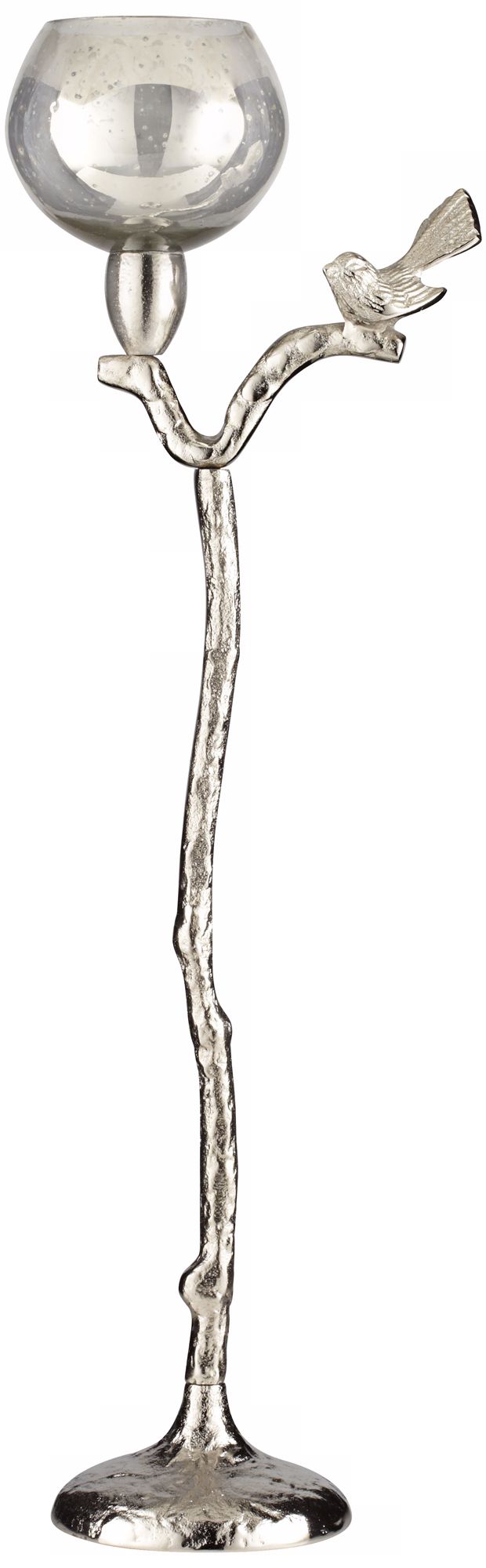 Costa Brava Bird  24 1/4" High Shiny Nickel Tealight Holder