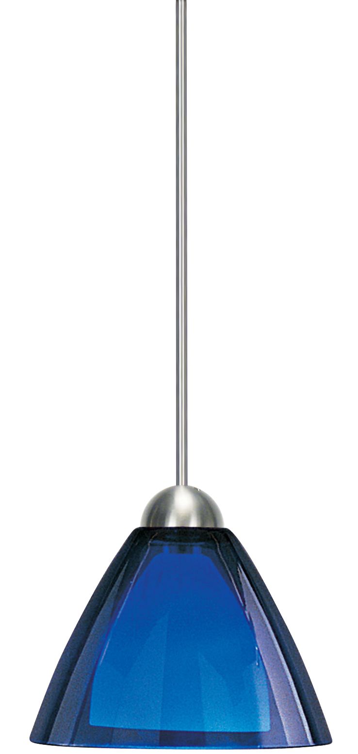 LBL Dome S-I Grande 8 3/4" Wide Nickel Blue Glass Pendant