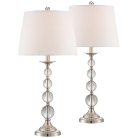 Set of 2 Quad Stacked Crystal Table Lamps