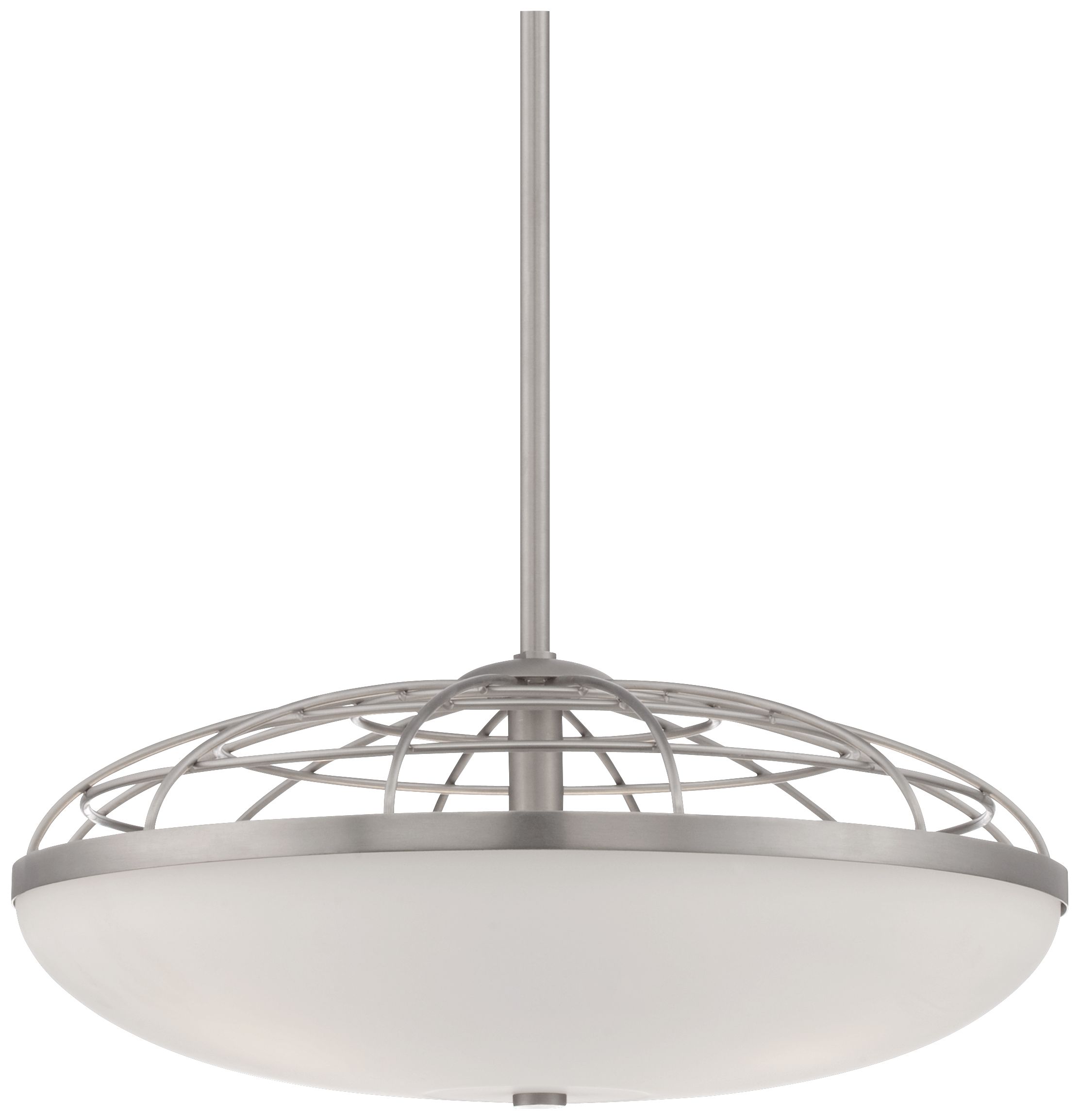 Possini Euro Industrial Open Cage Glass Pendant Light