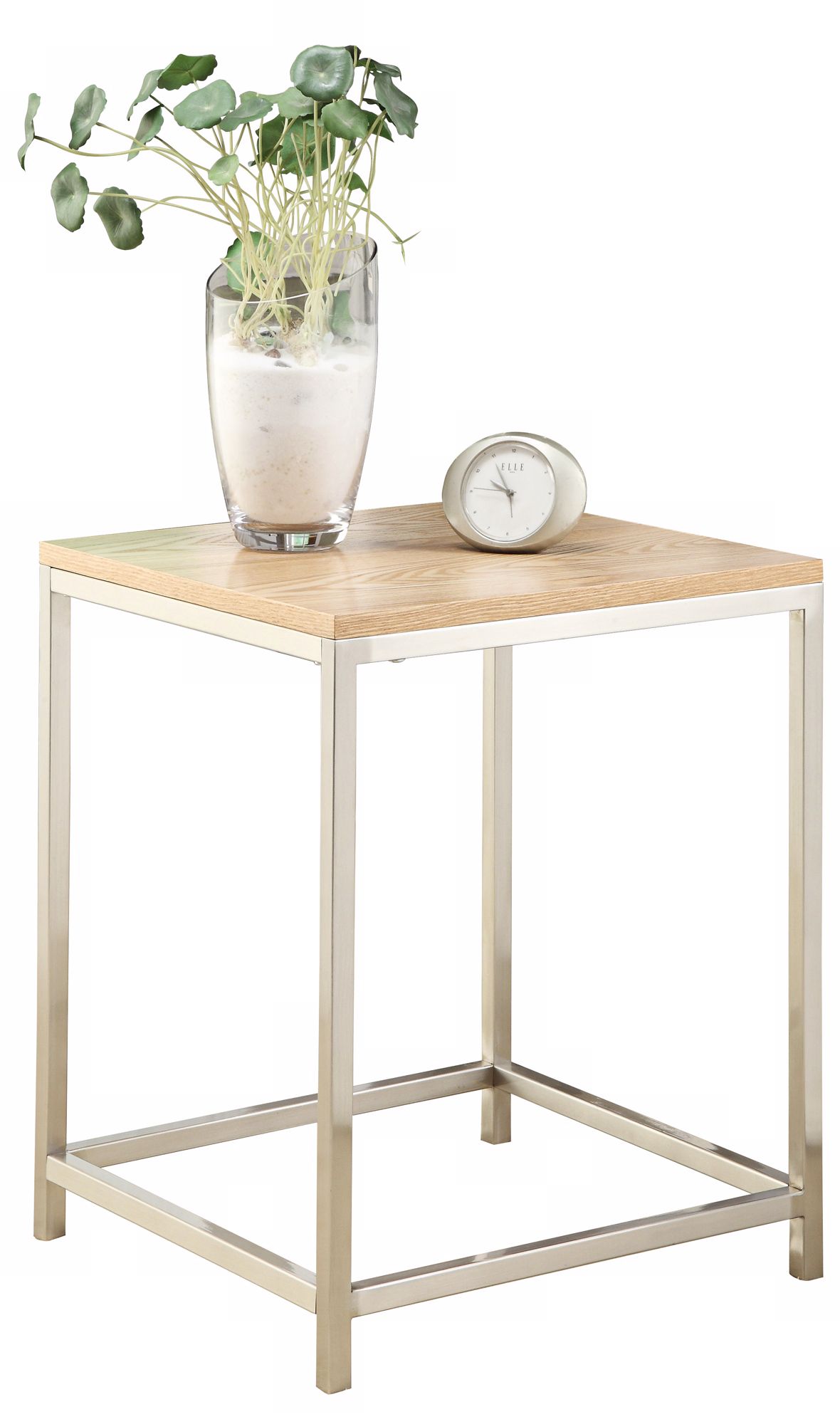Osip Natural Wood and Chrome End Table