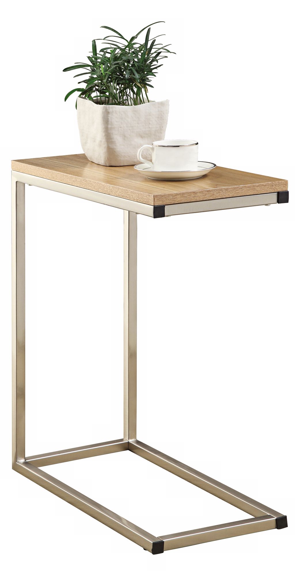 Osip Natural Wood and Chrome Sofa Table
