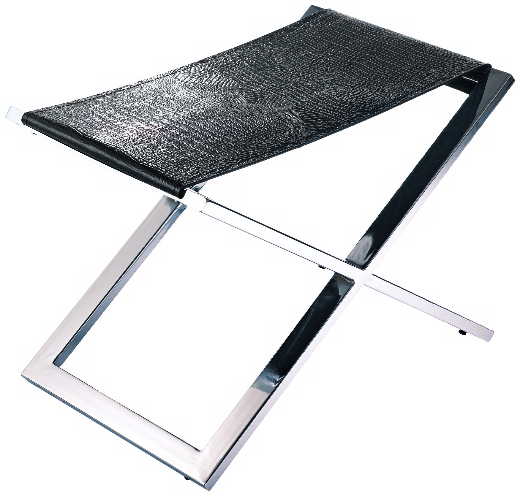 Acadia Black Faux Crocodile Leather Bench