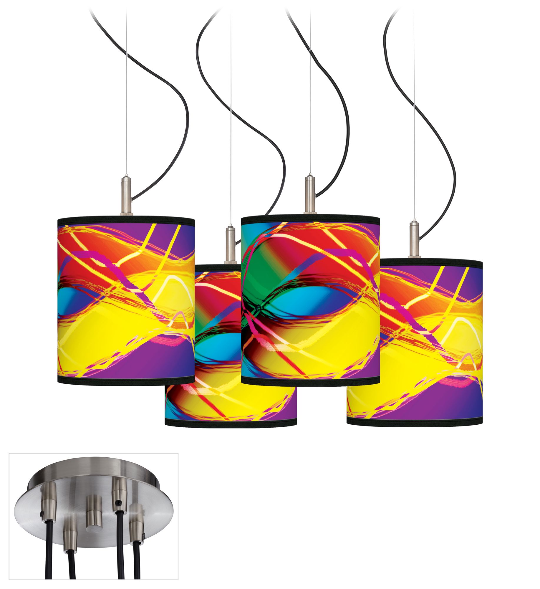 Colors in Motion (Light) Luxe 4-Light Multi-Swag Chandelier