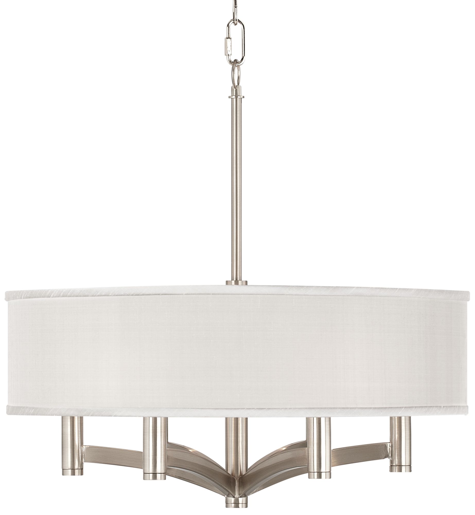 Cream Textured Silk Ava 6-Light Nickel Pendant Chandelier