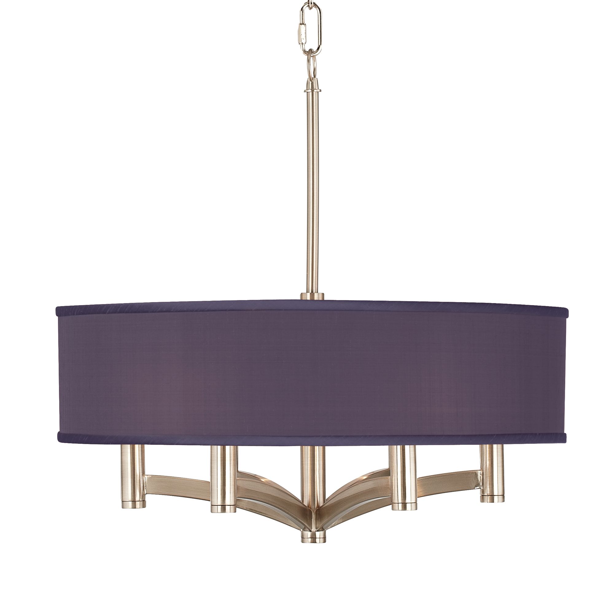 Eggplant Textured Silk Ava 6-Light Nickel Pendant Chandelier