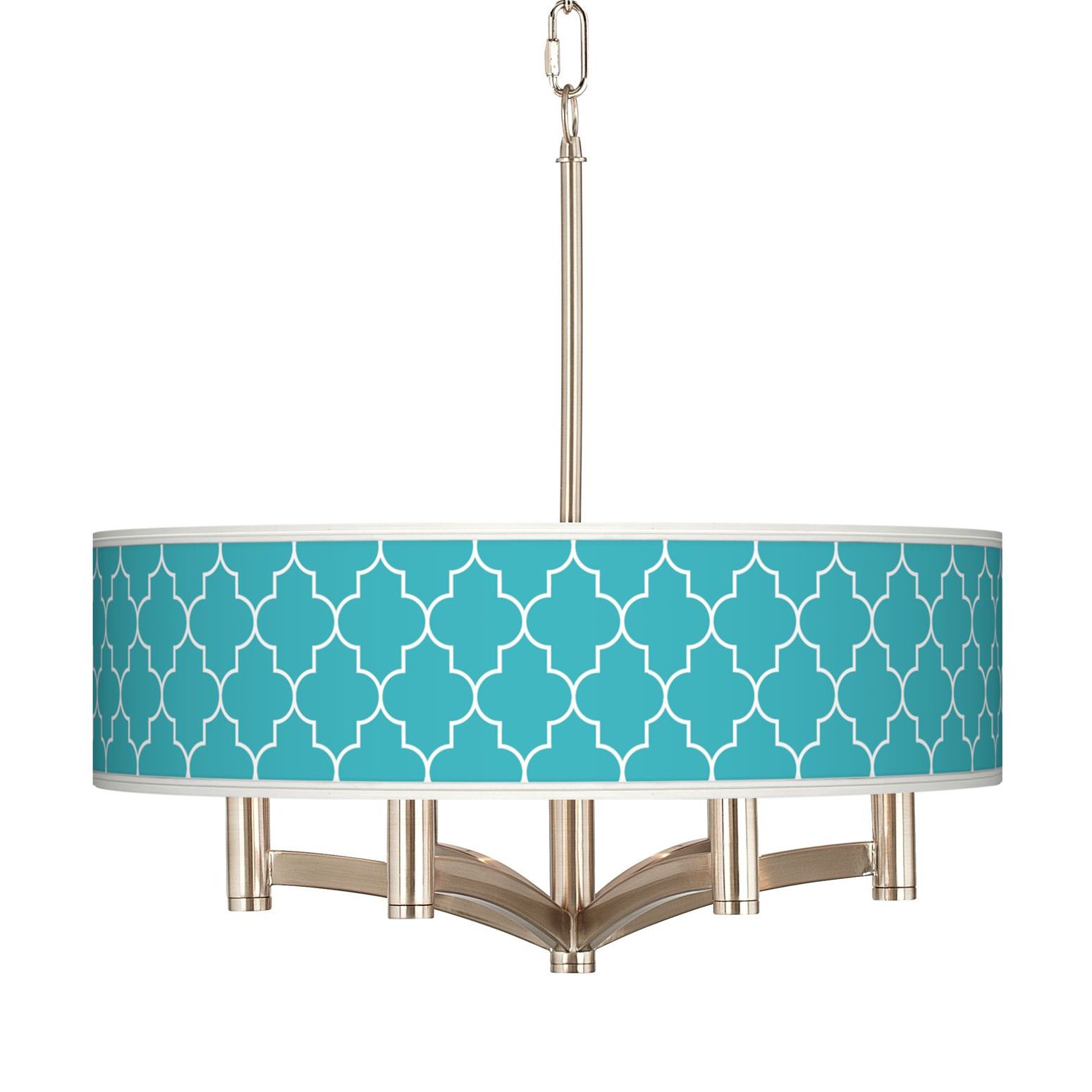Tangier Blue Ava 6-Light Nickel Pendant Chandelier