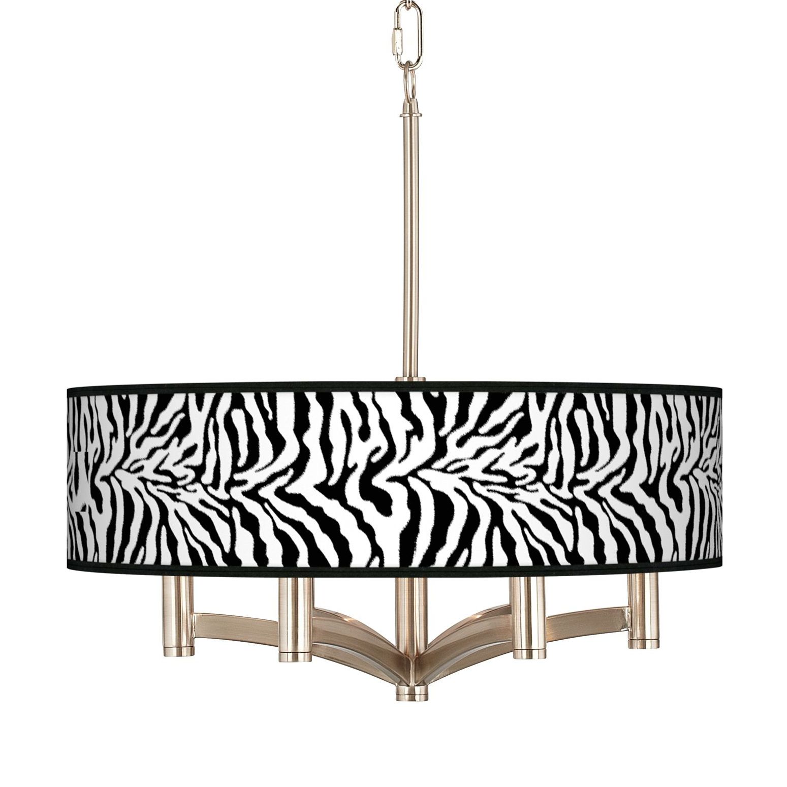 Safari Zebra Ava 6-Light Nickel Pendant Chandelier