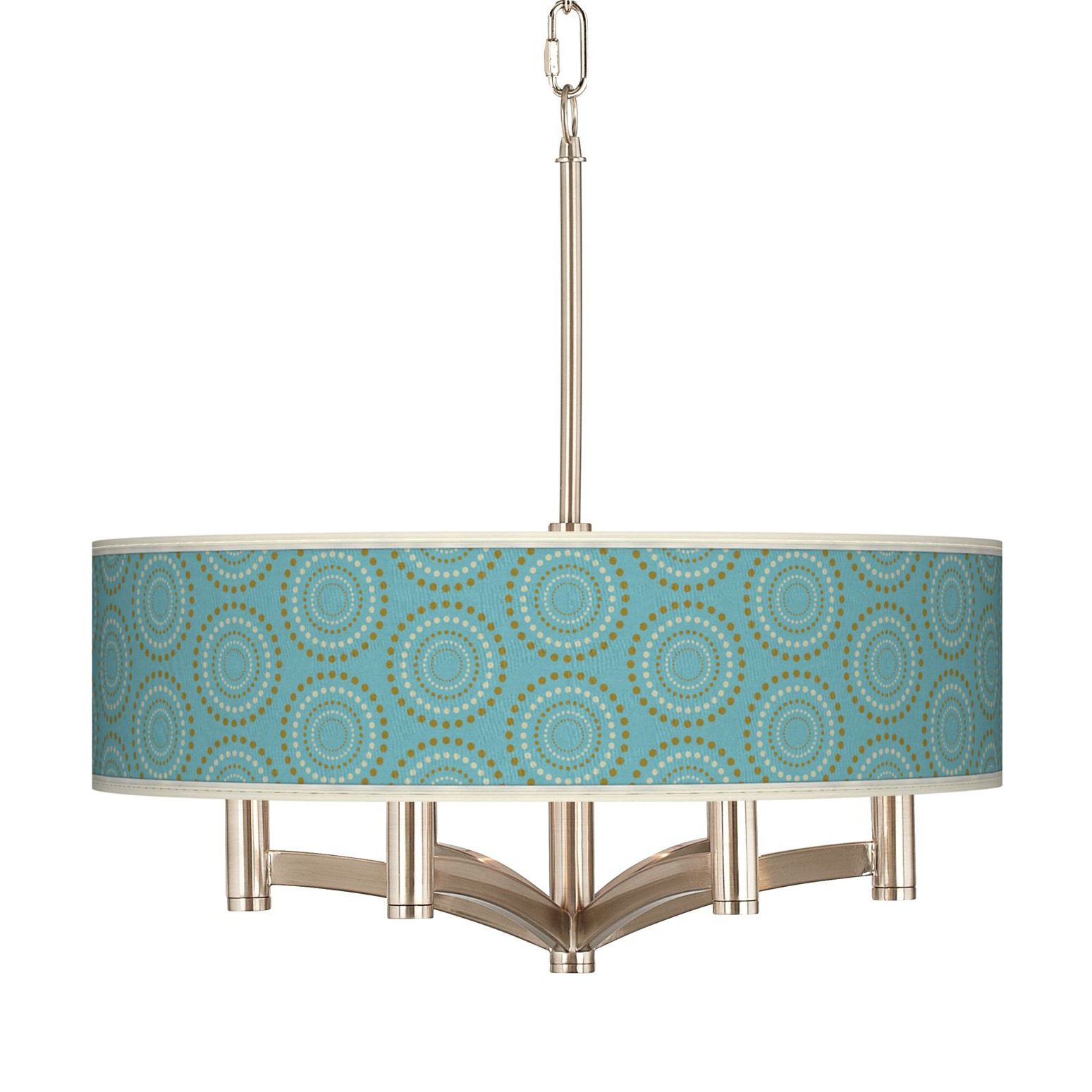 Blue Calliope Linen Ava 6-Light Nickel Pendant Chandelier