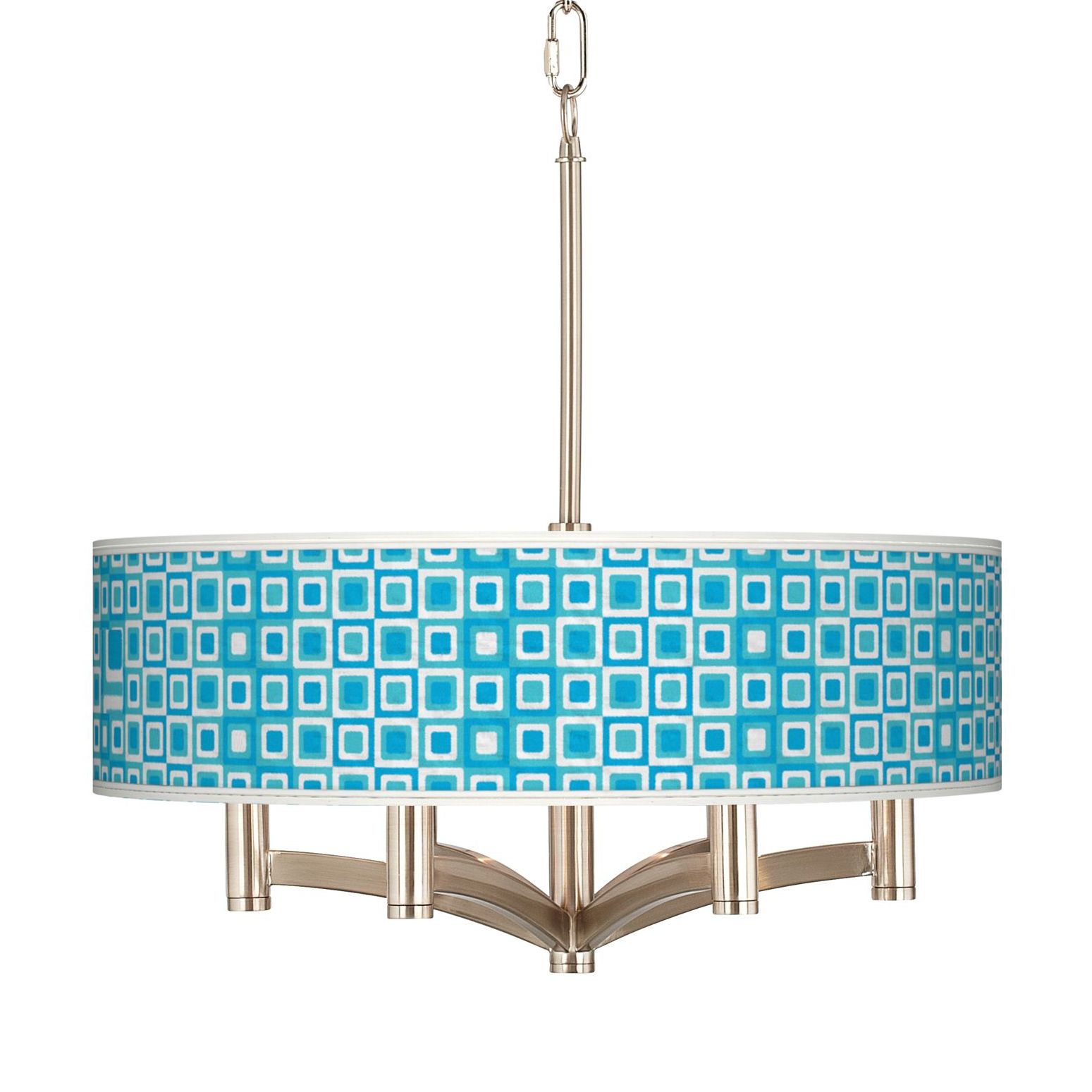 Blue Boxes Linen Ava 6-Light Nickel Pendant Chandelier