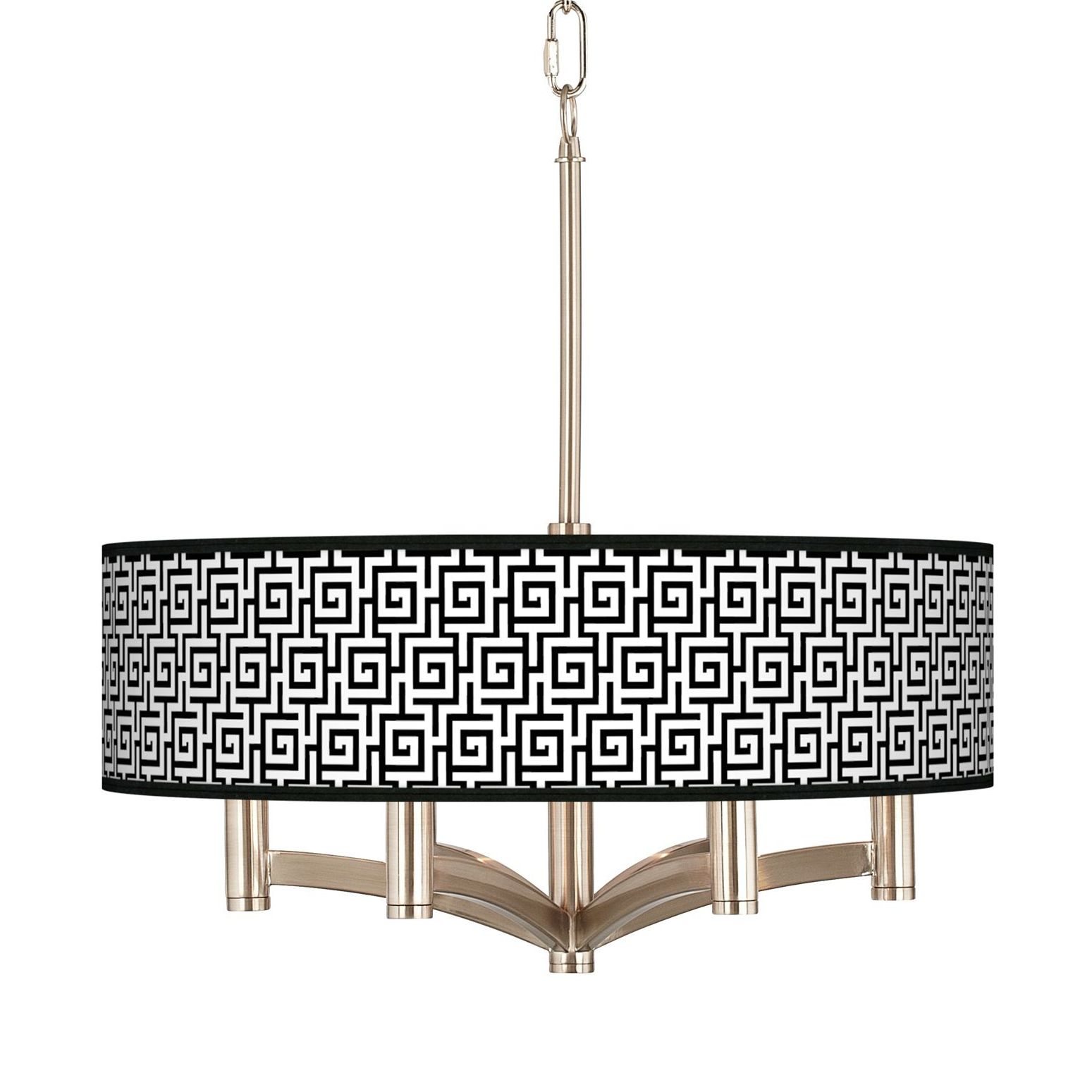 Greek Key Ava 6-Light Nickel Pendant Chandelier