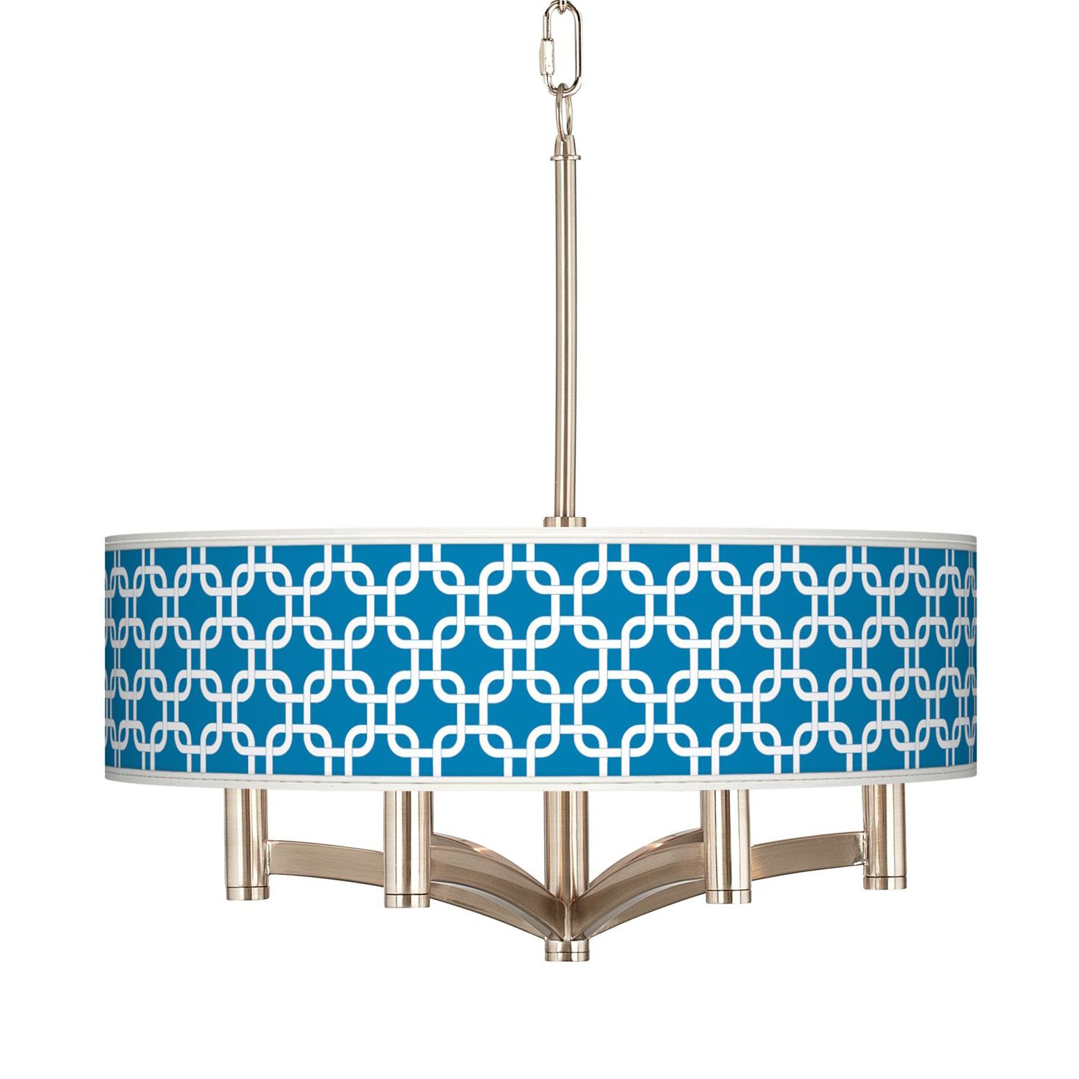 Blue Lattice Ava 6-Light Nickel Pendant Chandelier