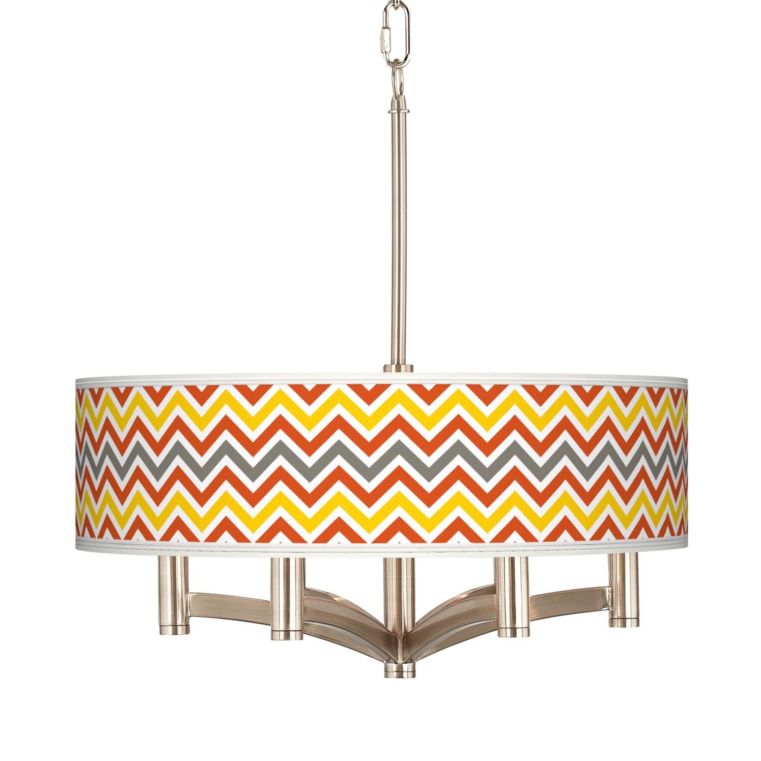 Flame Zig Zag Ava 6-Light Nickel Pendant Chandelier