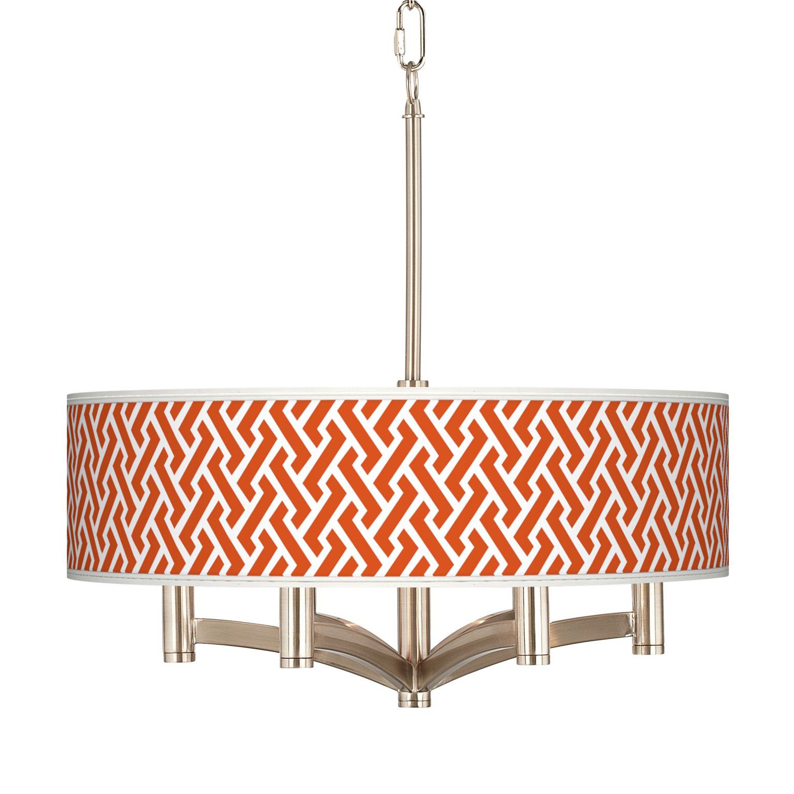 Red Brick Weave Ava 6-Light Nickel Pendant Chandelier