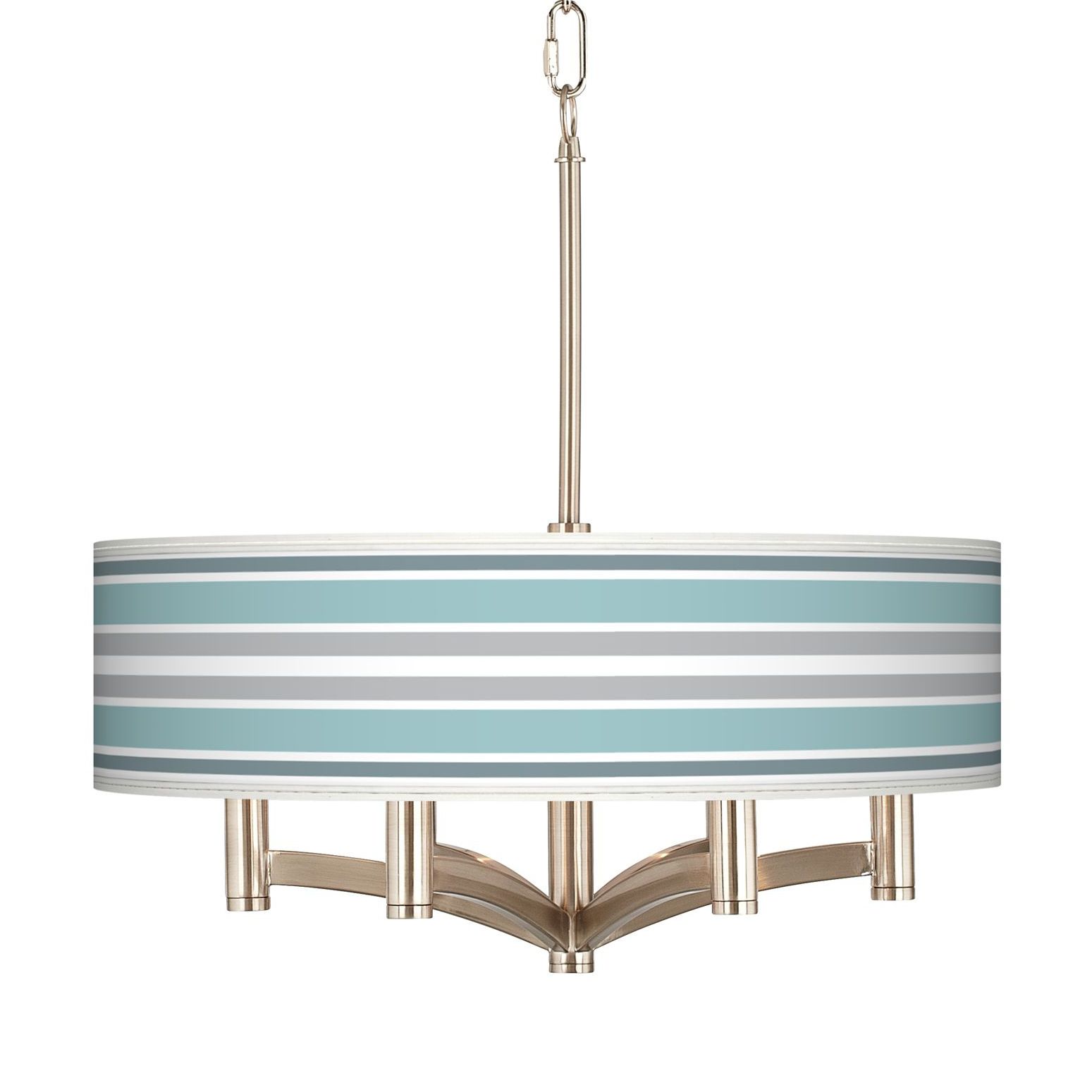 Multi Color Stripes Ava 6-Light Nickel Pendant Chandelier