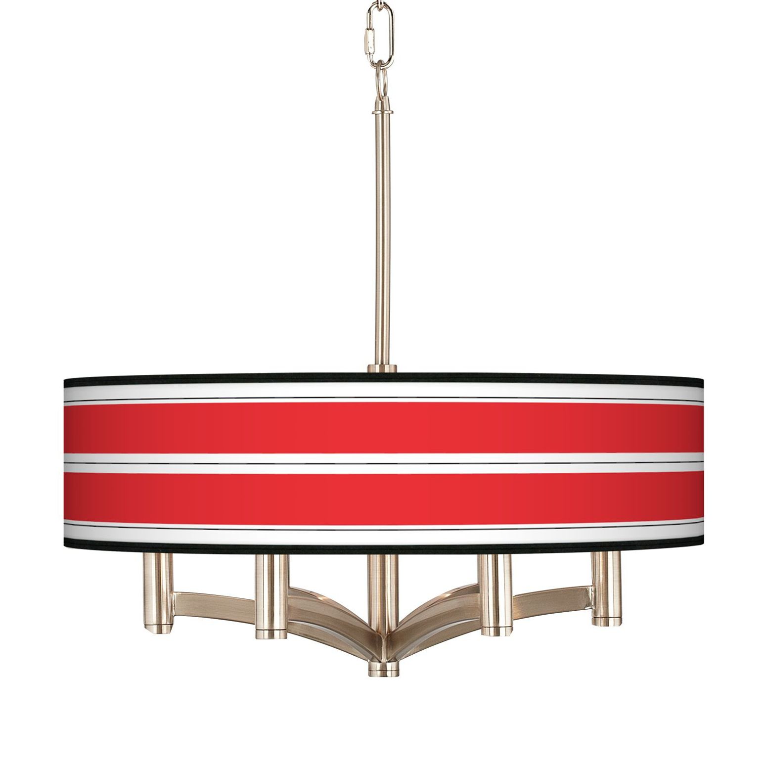 Red Stripes Ava 6-Light Nickel Pendant Chandelier