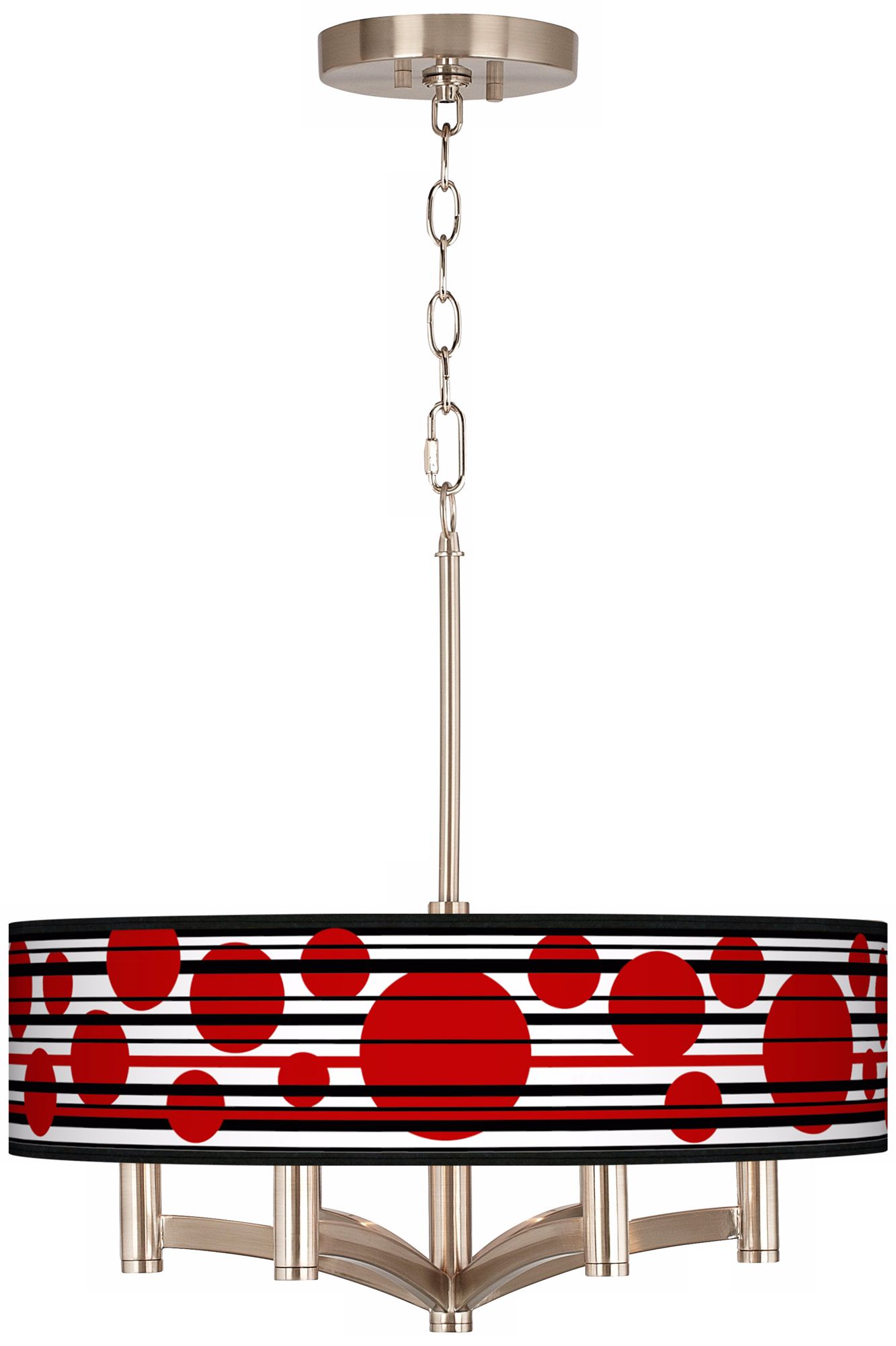 Red Balls Ava 6-Light Nickel Pendant Chandelier