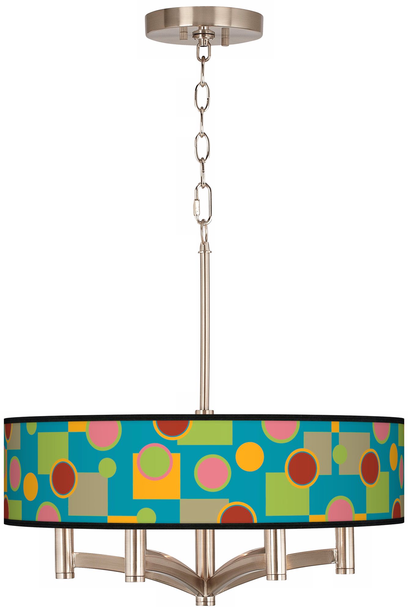 Vibrant Retro Rectangles Ava 6-Light Nickel Pendant Light