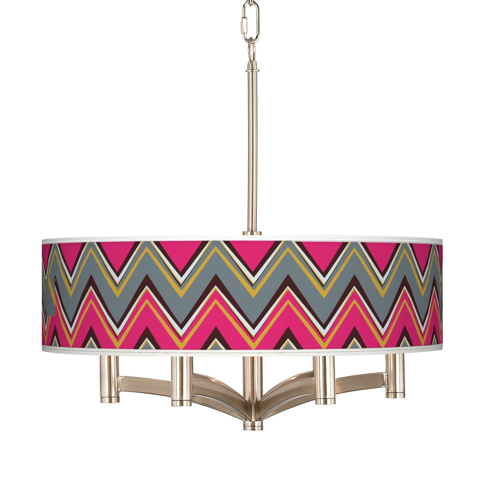 Stacy Garcia Chevron Pride Pink Ava 6-Light Nickel Pendant