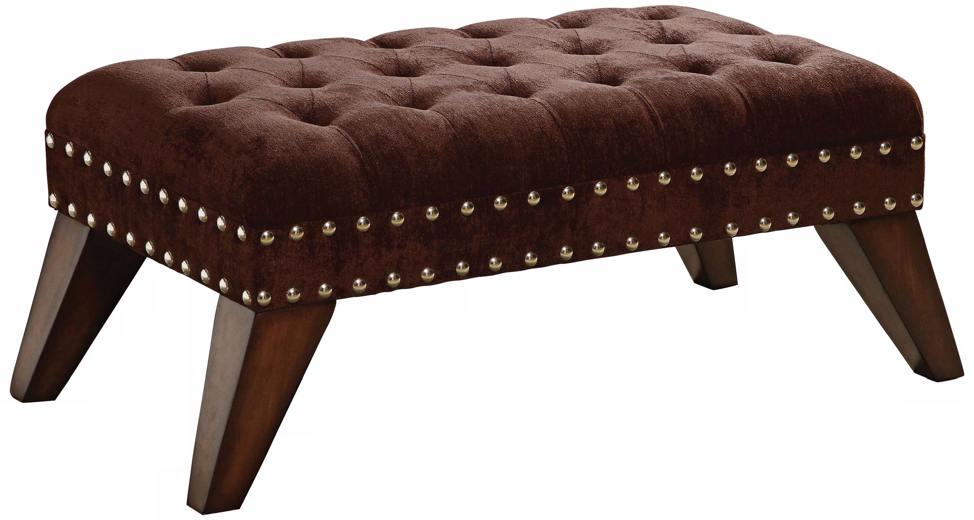 Chocolate Microfiber Button Tufted Bench