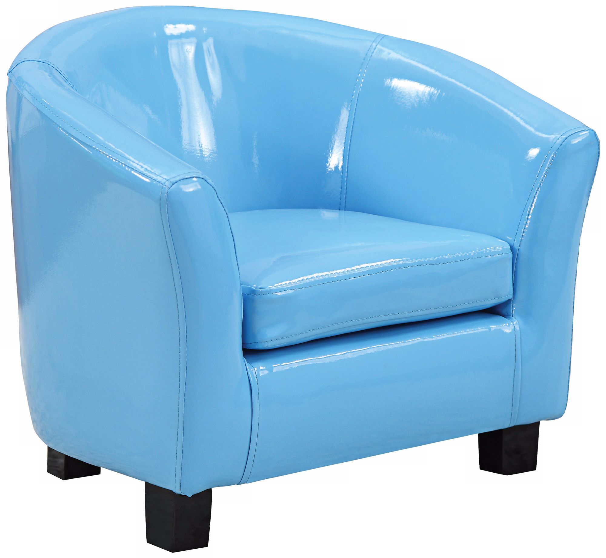 Contemporary Semi-Gloss Faux Leather Blue Kids Chair