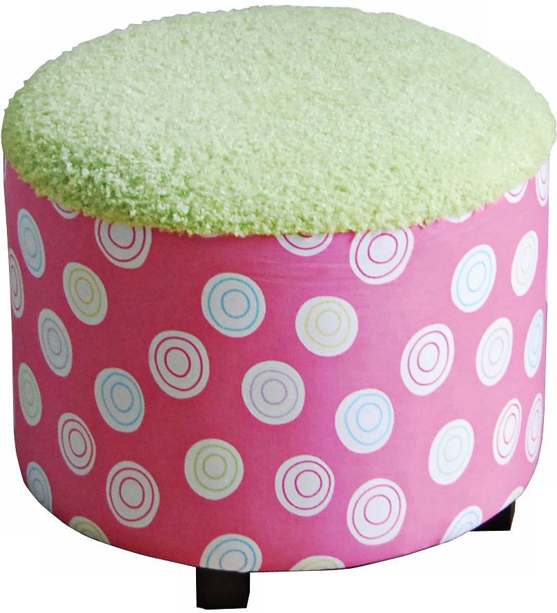 Candy Pink and Green Kids Ottoman
