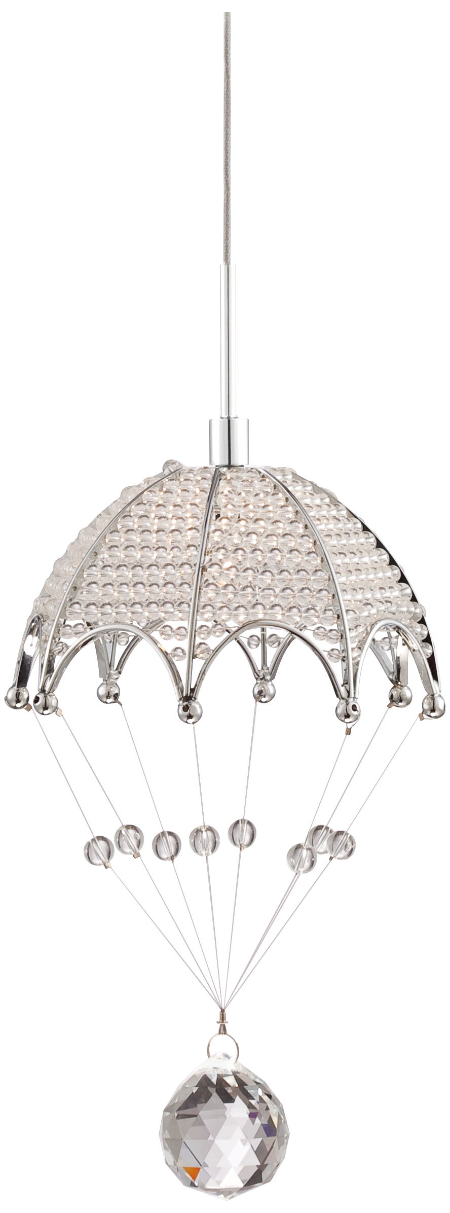 Parachute Crystal 5 1/2" Wide Chrome Mini Pendant