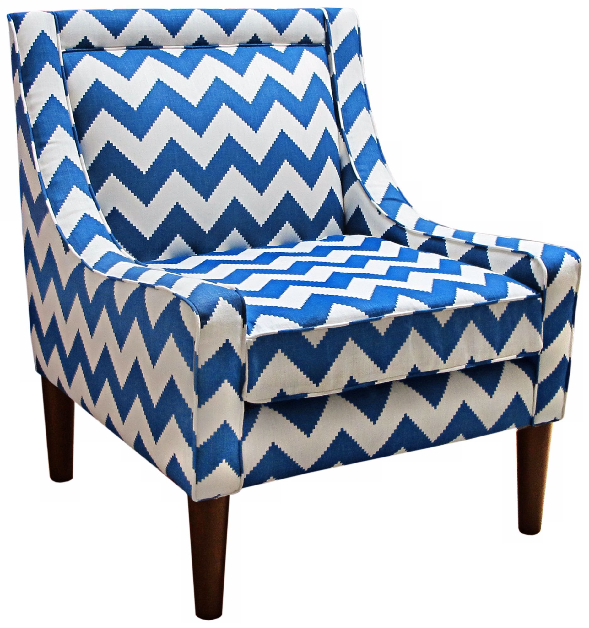 Modern Chevron Marine Swoop Accent Chair