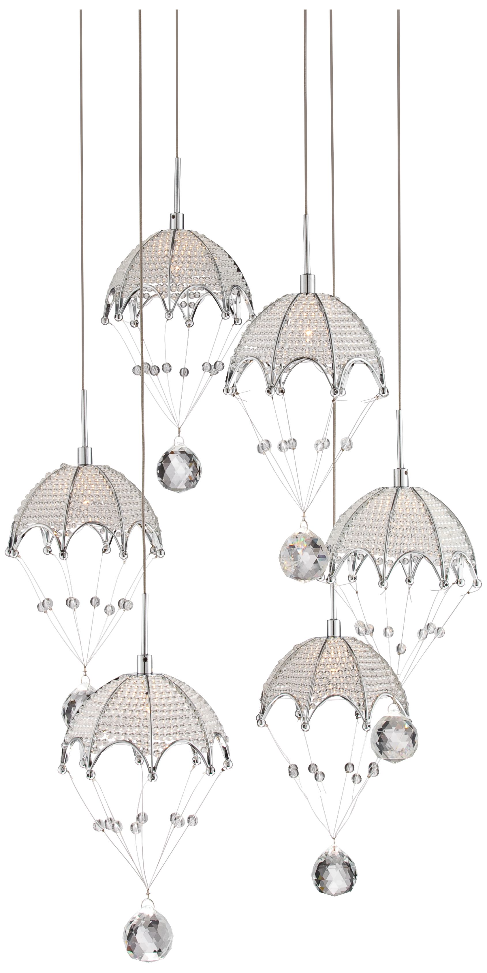 Parachute Crystal 6-Light Chrome Ceiling Light