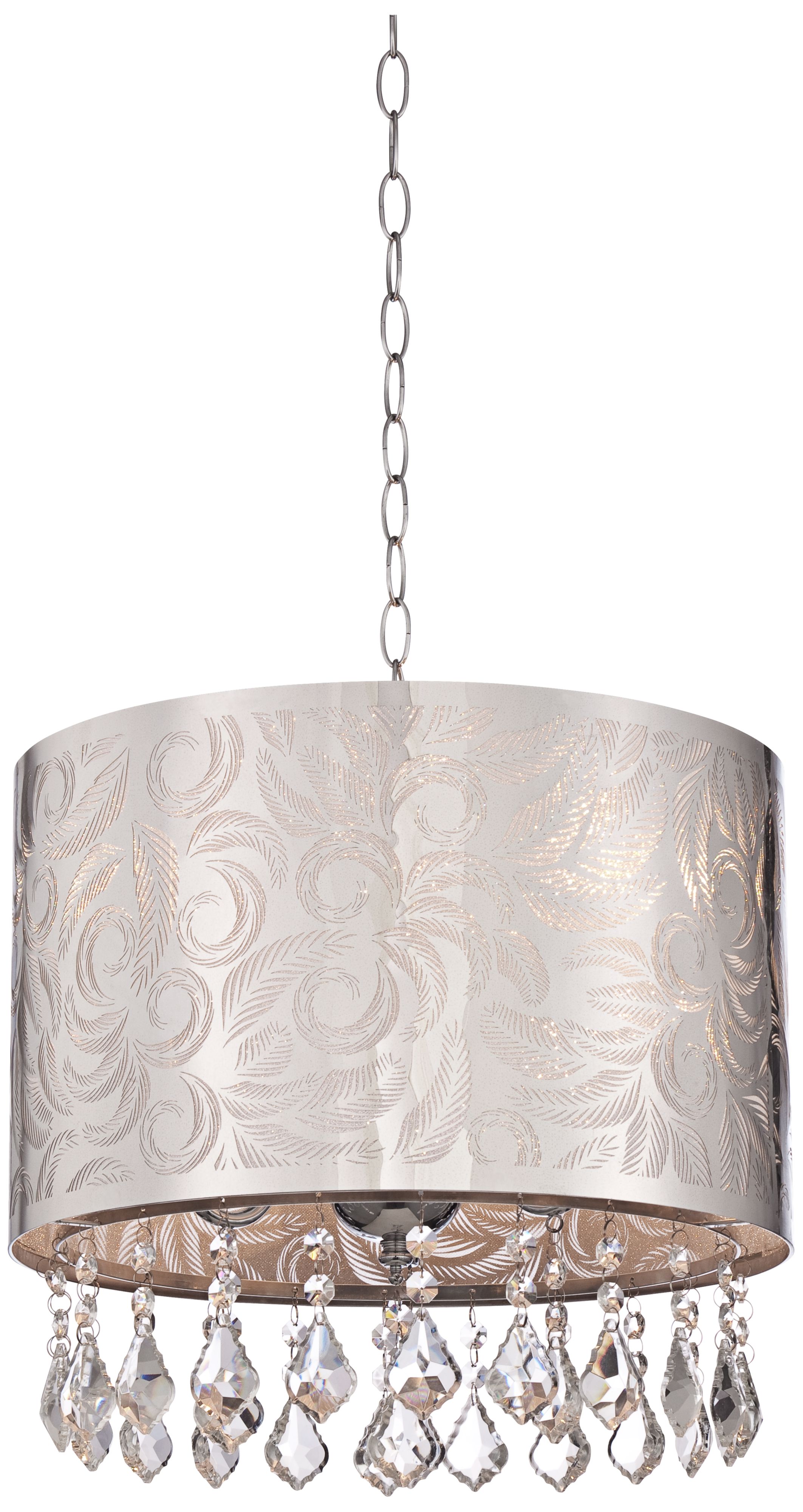Eleganza 15" Wide Chrome and Crystal Pendant Light