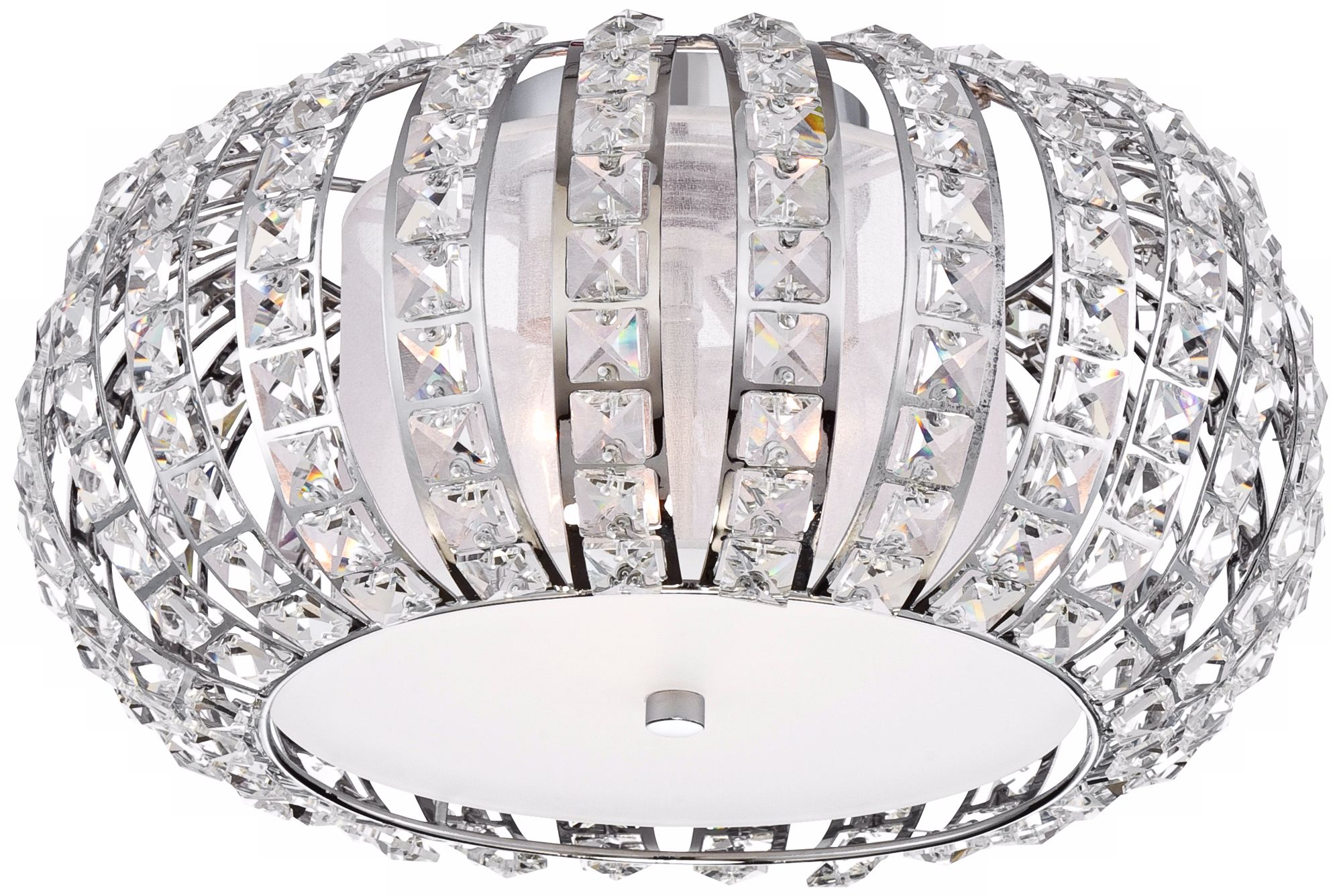 Lantern Crystal 16" Wide Chrome Ceiling Light