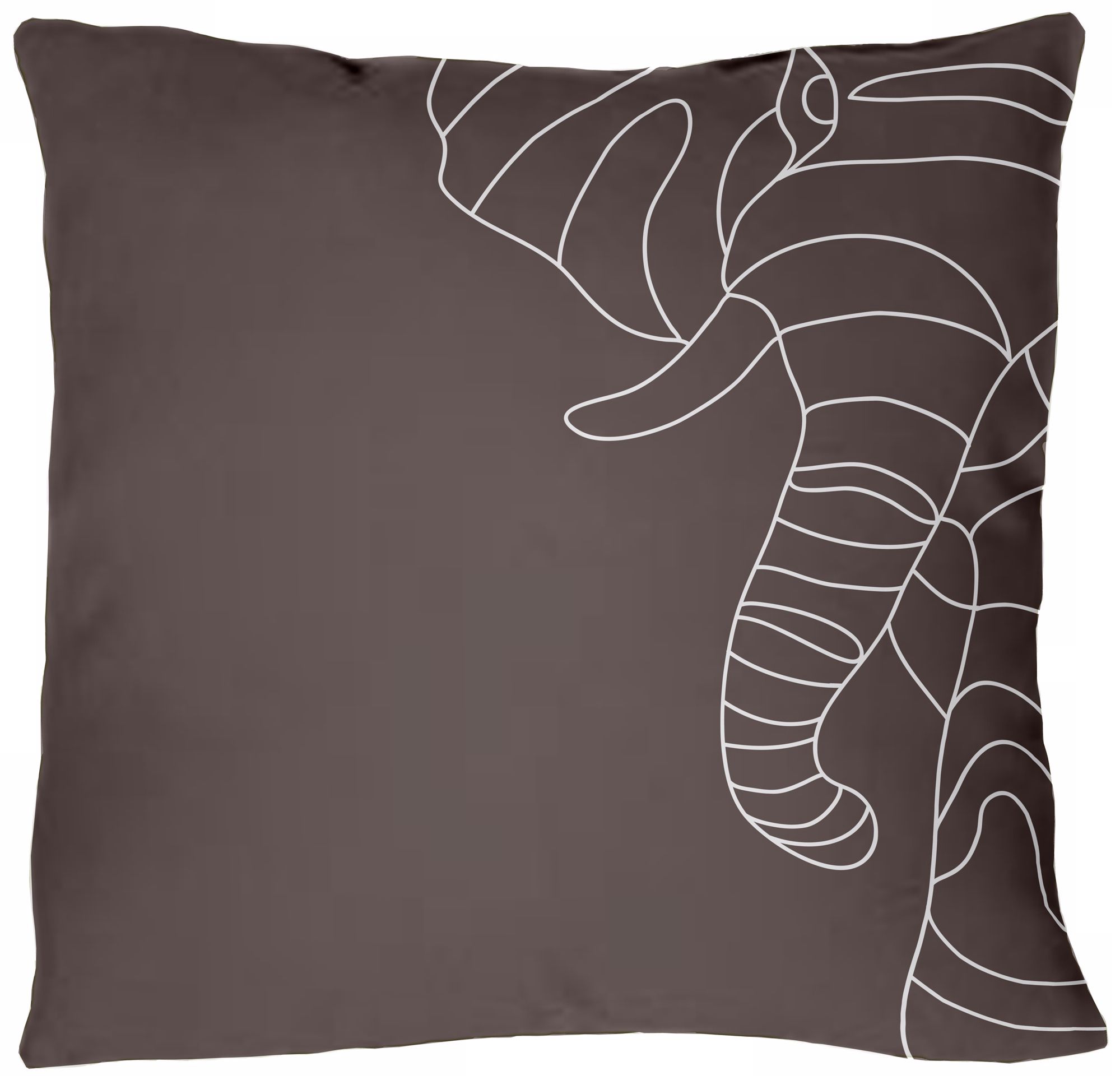 Uno Charcoal Elephant 18" Square Down Throw Pillow