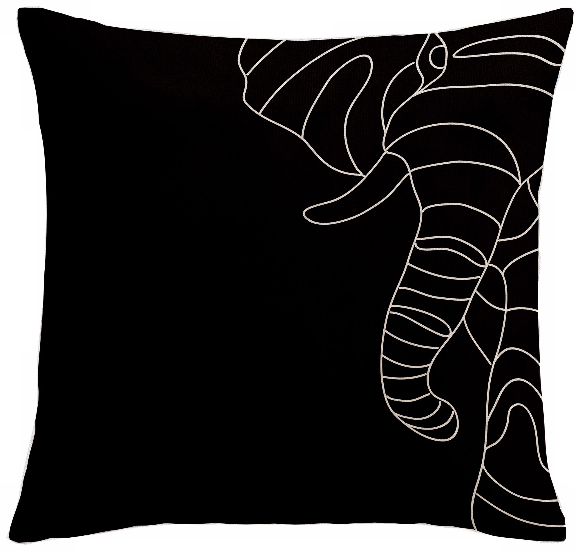 Uno Black Elephant 18" Square Down Throw Pillow