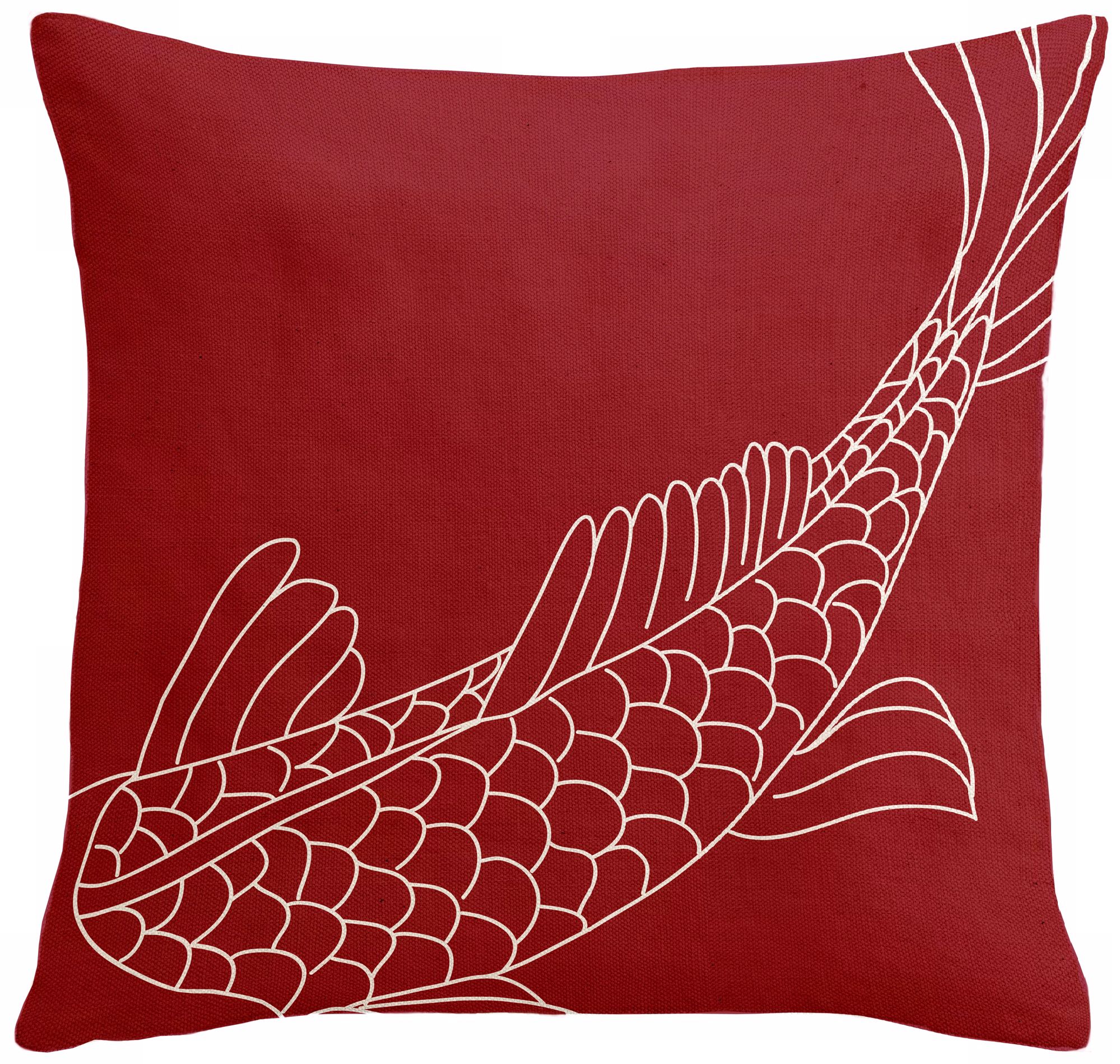 Uno Fire Red Coi Fish 18" Square Down Throw Pillow