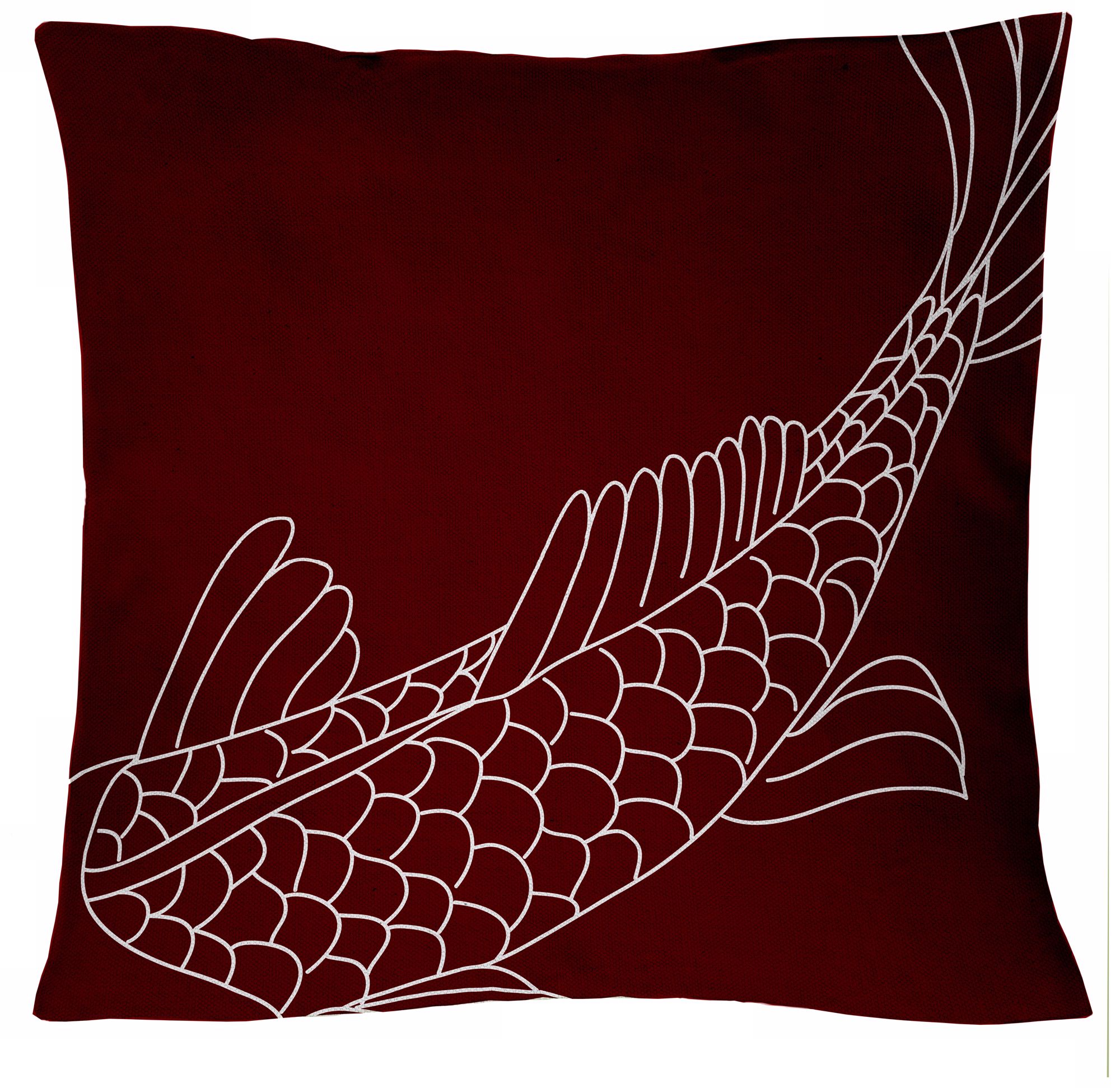 Uno Wine Red Coi Fish 18" Square Down Throw Pillow