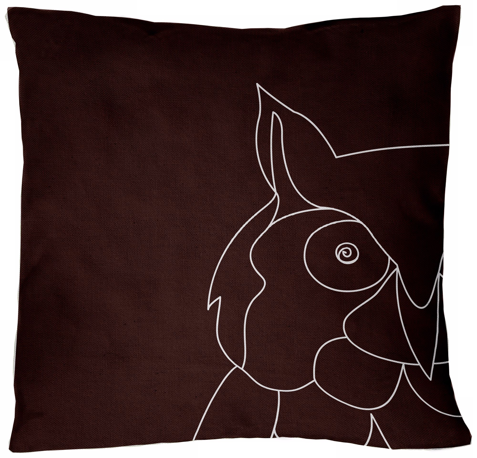 Uno Chocolate Brown Owl 18" Square Down Throw Pillow