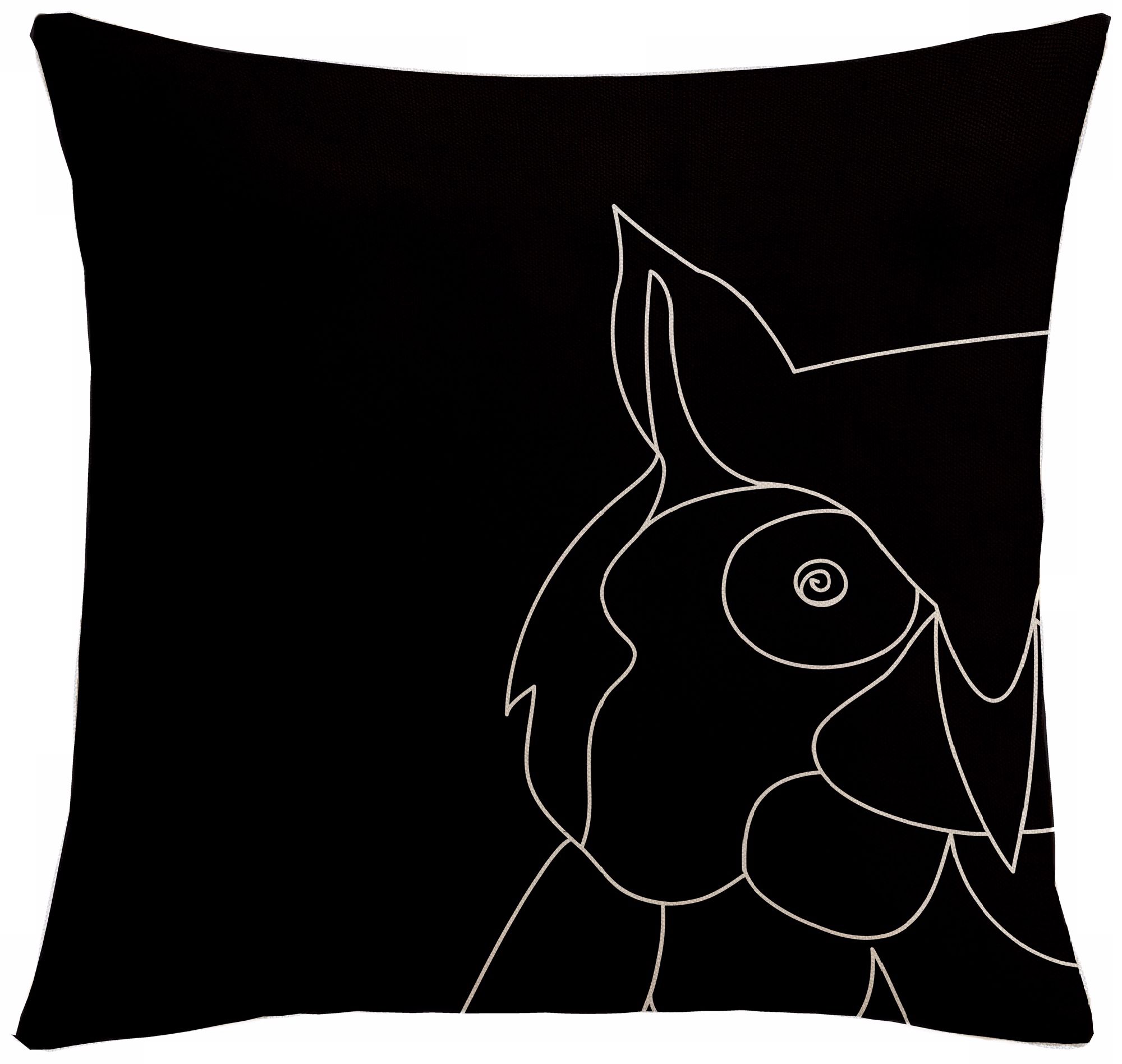 Uno Black Owl 18" Square Down Throw Pillow