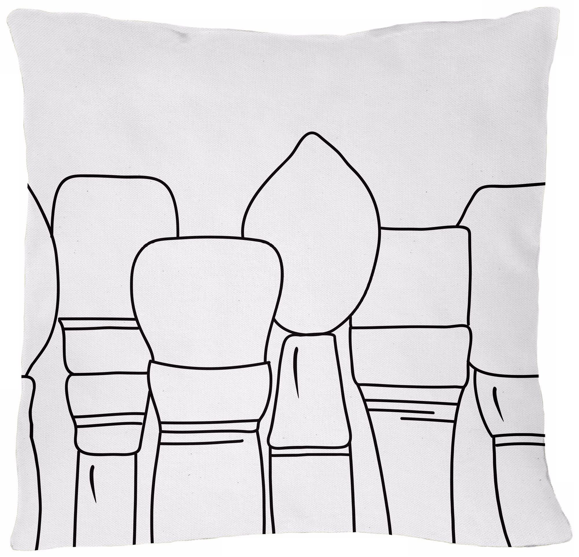 Uno White Paintbrushes 18" Square Down Throw Pillow