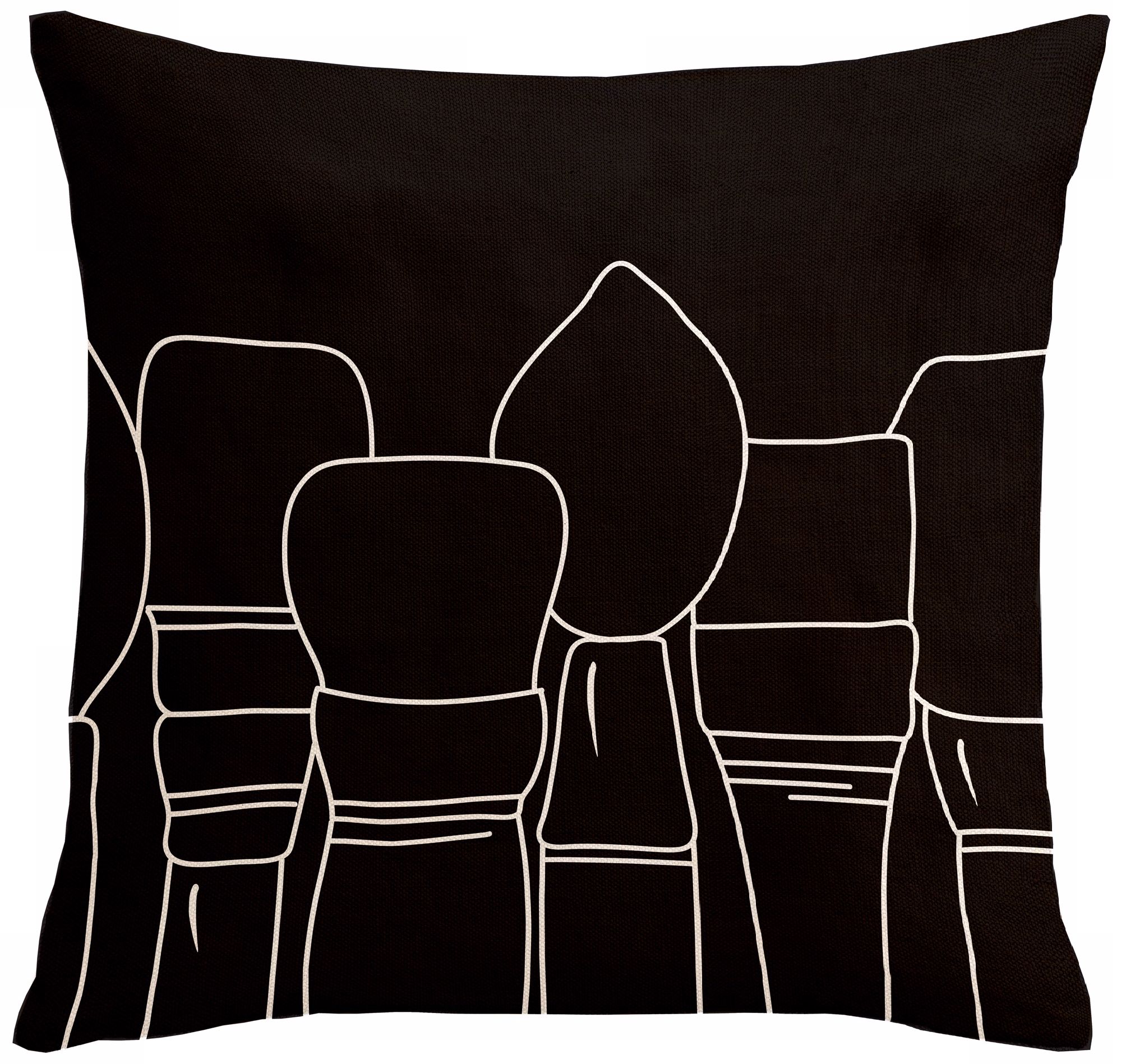 Uno Black Paintbrushes 18" Square Down Throw Pillow