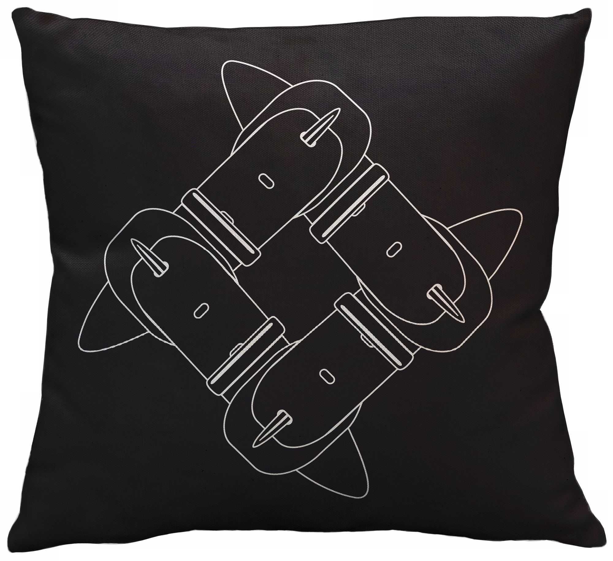 Uno Dark Grey Safety Belts 18" Square Down Throw Pillow