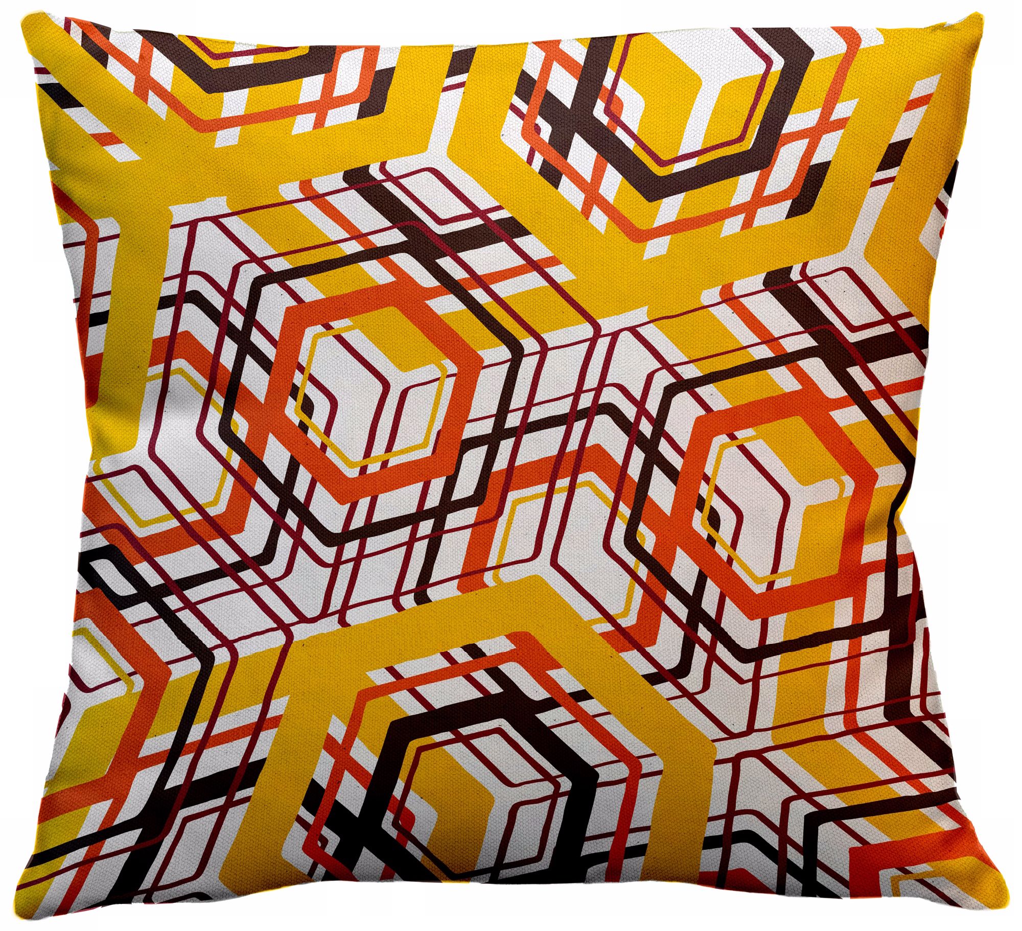 Infinity Lemon Dizzy Squares 18" Square Down Throw Pillow