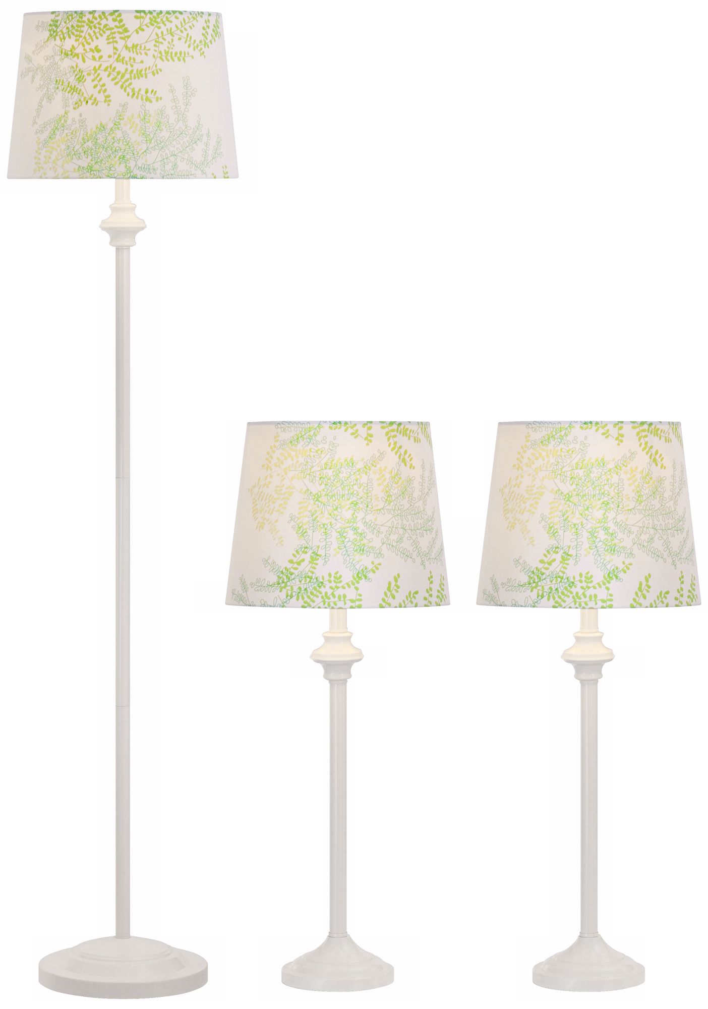 Griffith White Floral Table Lamps and Floor Lamp Set of 3