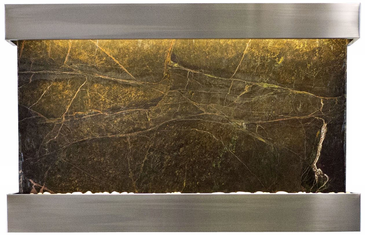 Quarry Green Marble and Steel 51" Wide Wall Fountain