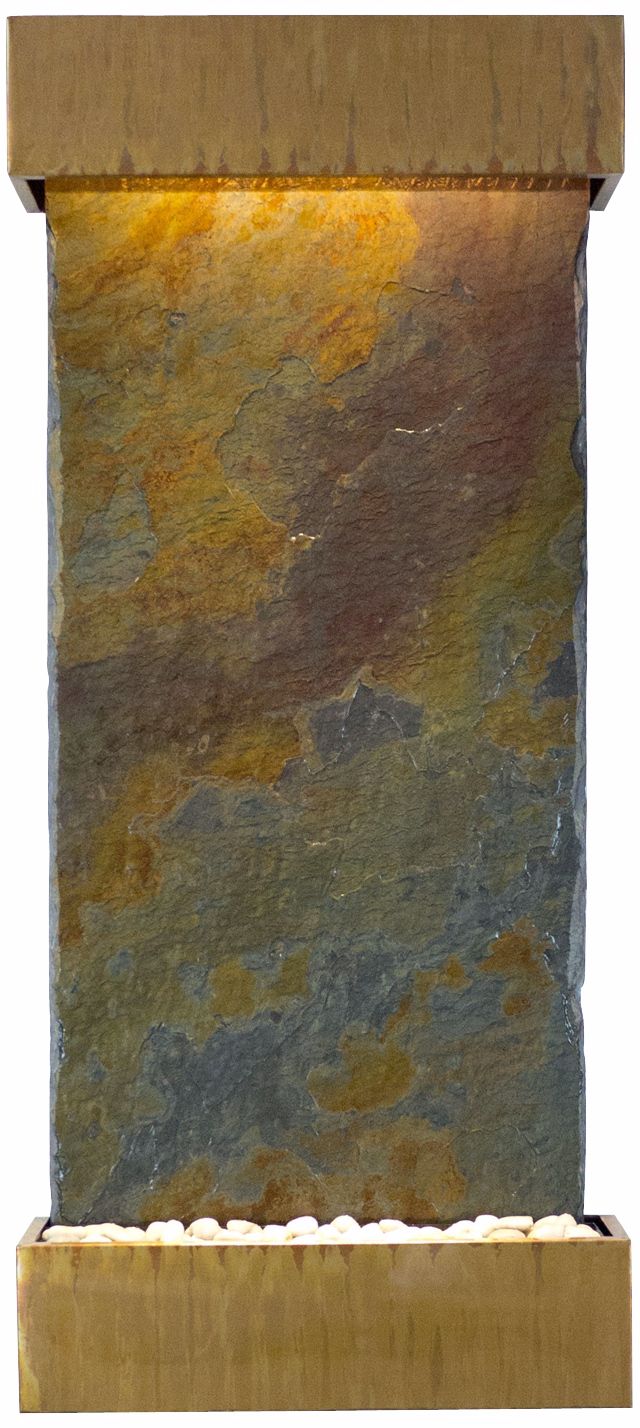 Classic Quarry 58" Raja Slate Copper Patina Wall Fountain