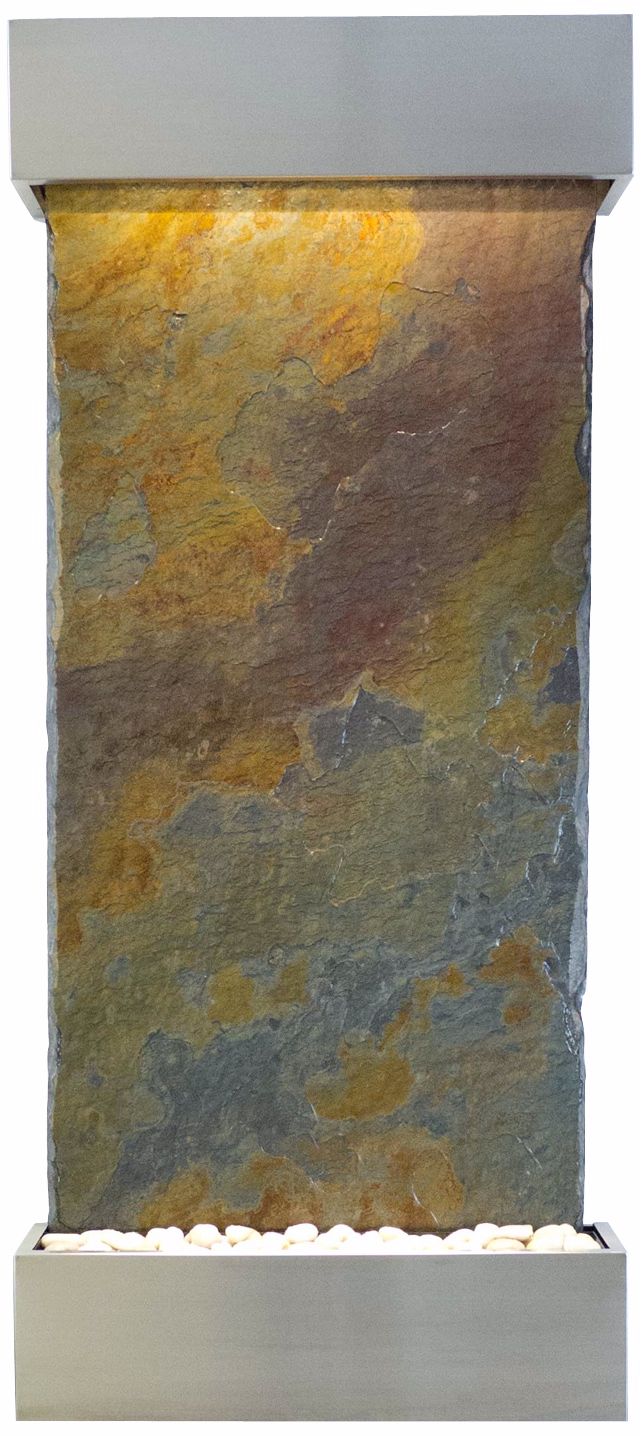 Classic Quarry 58" Raja Slate Stainless Steel Wall Fountain