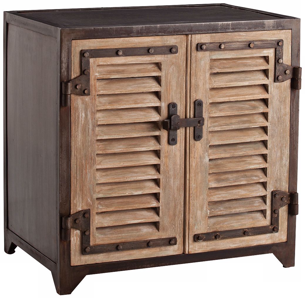 Arteriors Home Lyon Iron and Wood Shutter Cabinet