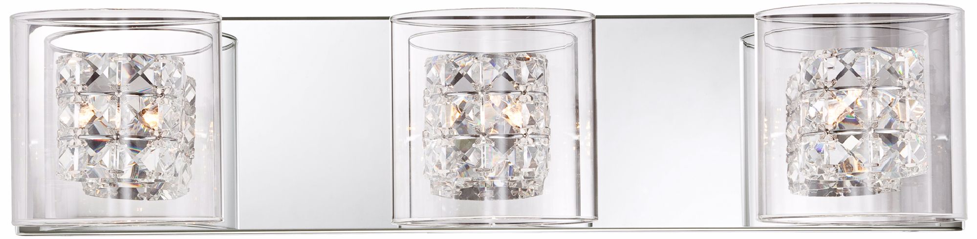 Possini Euro Vala Crystal 22" Wide Glass Chrome Bath Light