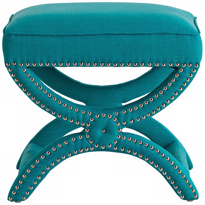 Arteriors Home Tennyson Turquoise Linen Stool