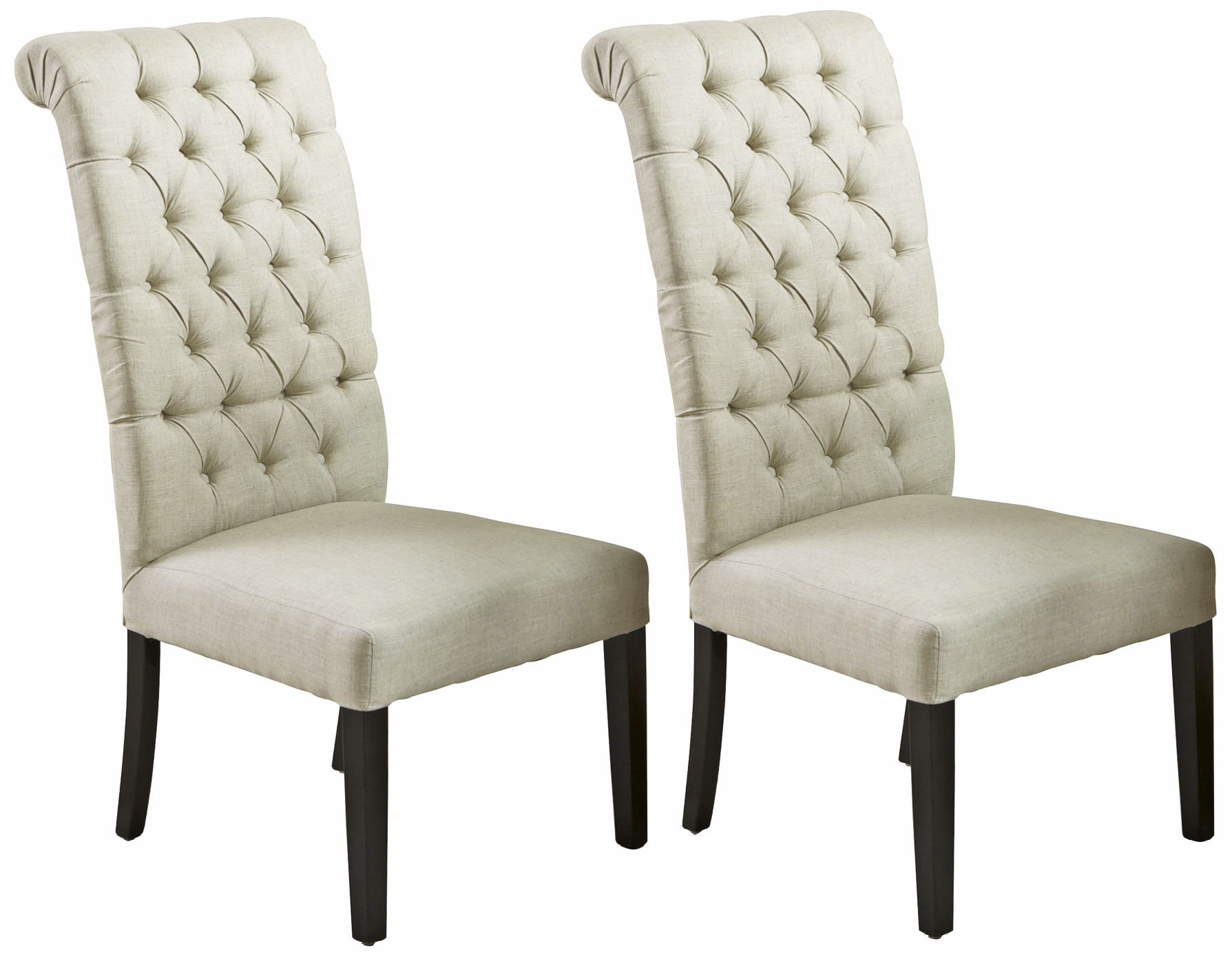 Set of 2 French Tufted Fabric Dining Chairs